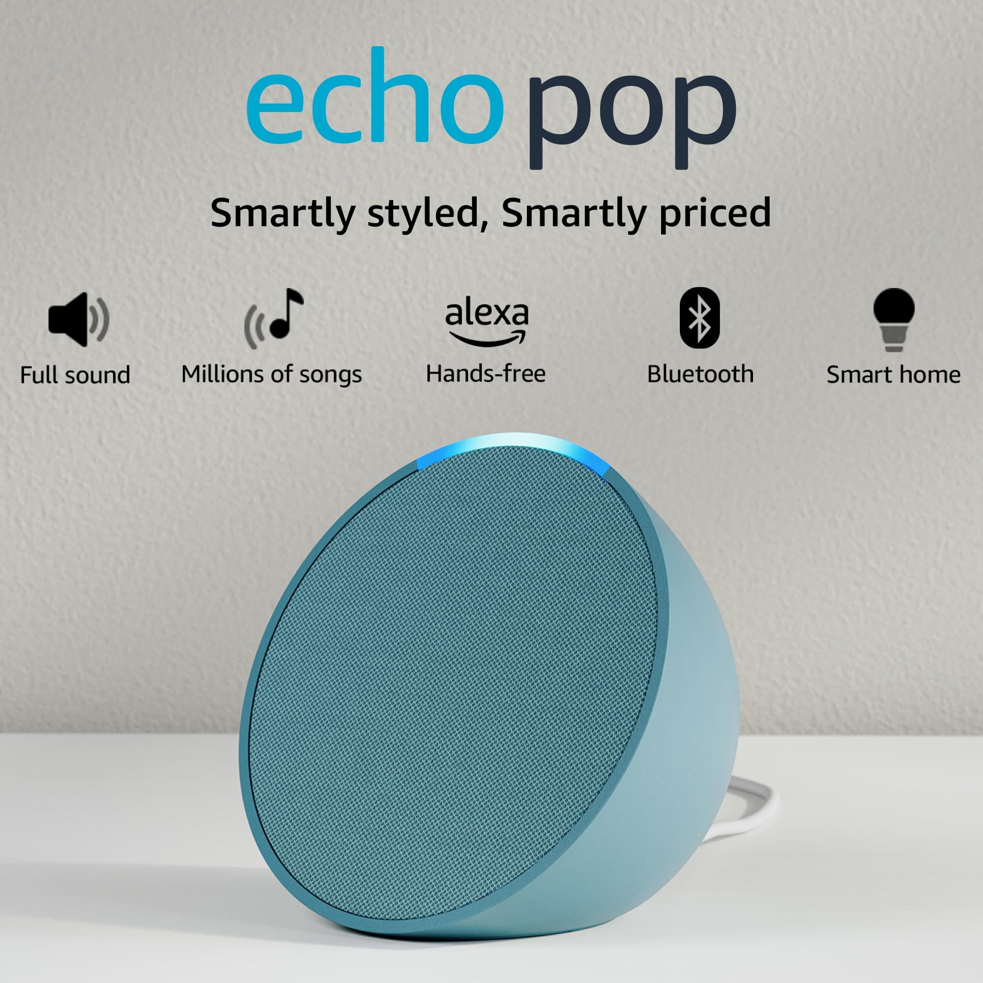 Amazon Echo Pop| Smart speaker with Alexa and Bluetooth| Loud sound, balanced bass, crisp vocals| Green