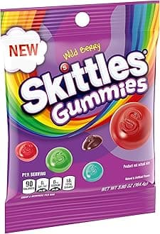 SKITTLES Wild Berry Gummy Candy, Gummy Snacks, Individually Wrapped Candy Bags Bulk, 5.8 oz Bag (Pack of 12)