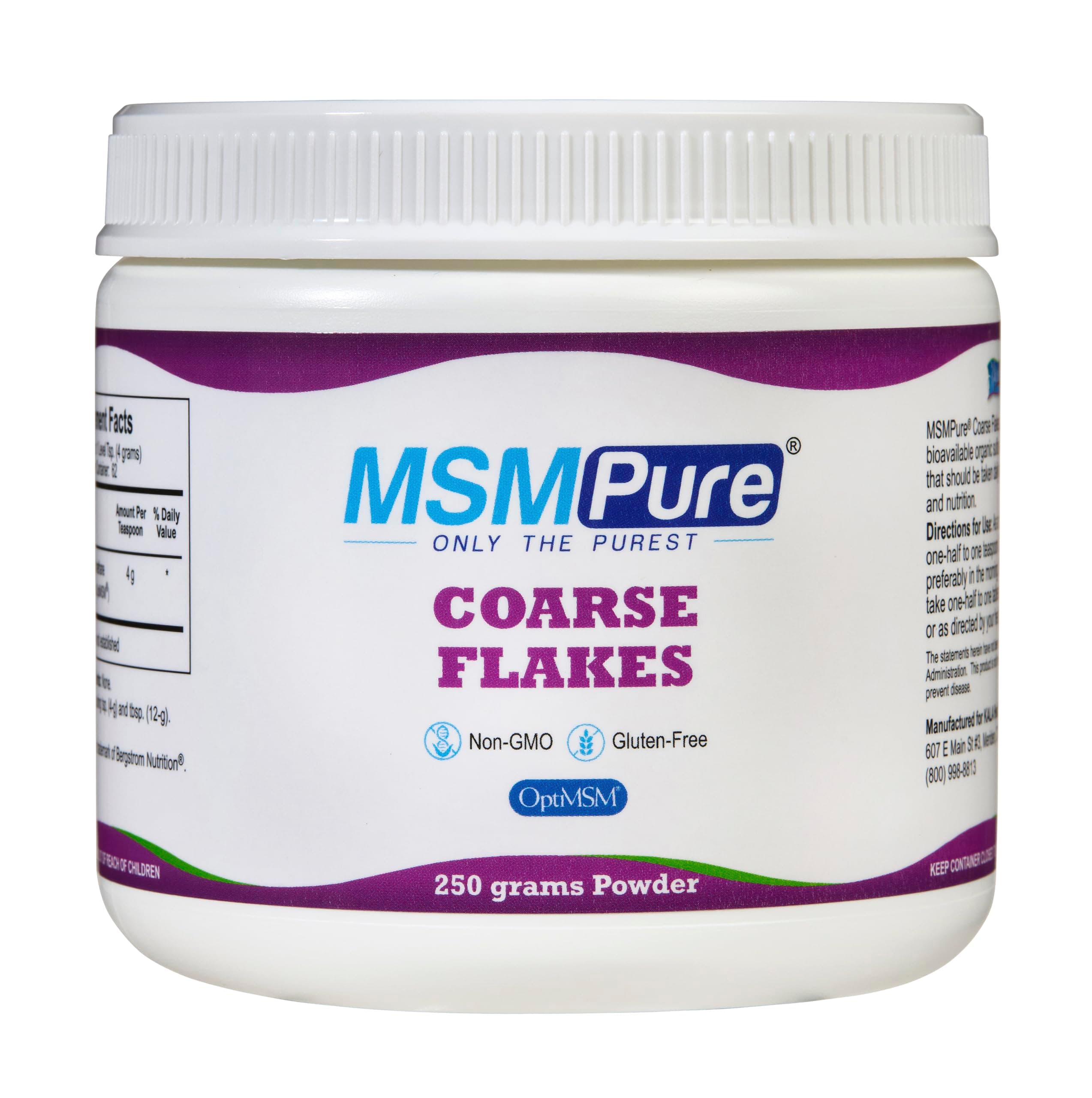 MSMPure Coarse MSM Powder Flakes – US-Made MSM for Joint Health, Skin Appearance, and Hair & Nail Support – 8.8 oz, Organic Sulfur