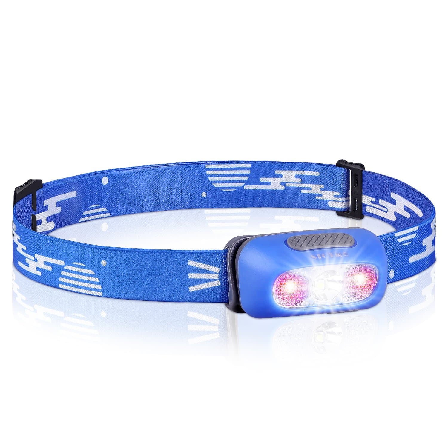 STCT USB Rechargeable Headlight, IPX6 Waterproof Headlights Led, Adjustable Head Strap Light with Red Light, Kids Headlamp for Reading, Running, Cycling - Blue