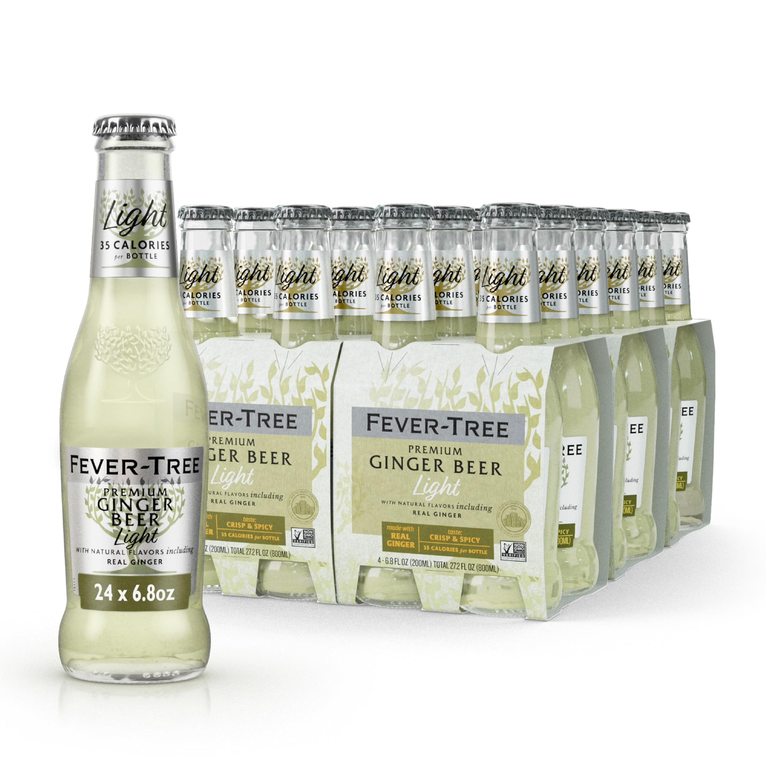 Light Ginger Beer, 6.8 fl oz (24 Bottles) Lower in Calories, No Artificial Sweeteners, Flavorings or Preservatives