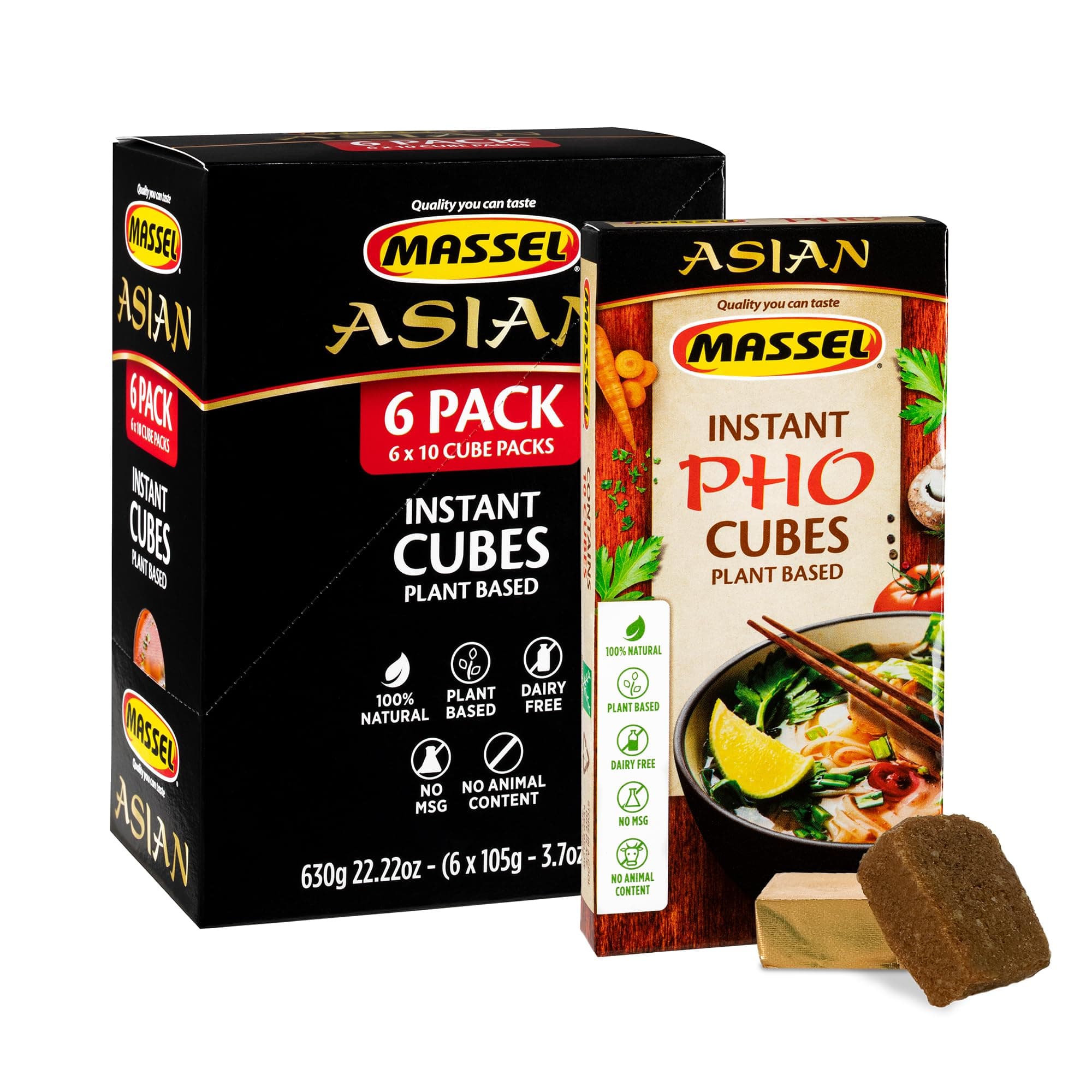 Massel Pho Bouillon Cubes/Instant Pho Soup Base | 6 Pack (60 Cubes) | Asian Instant Soup Base | Plant Based Broth, Gluten & Dairy Free, Vegan