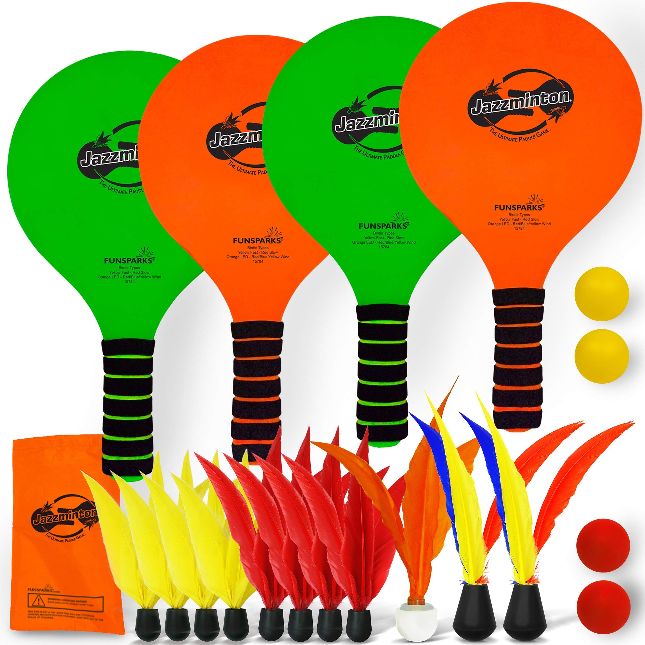 Paddle Game Select Double Badminton Set 4 Rackets - Beach Games for Kids Teens Adults and Family Games -Outdoor Games for Lawn, Yard, Tailgating, Camping Games