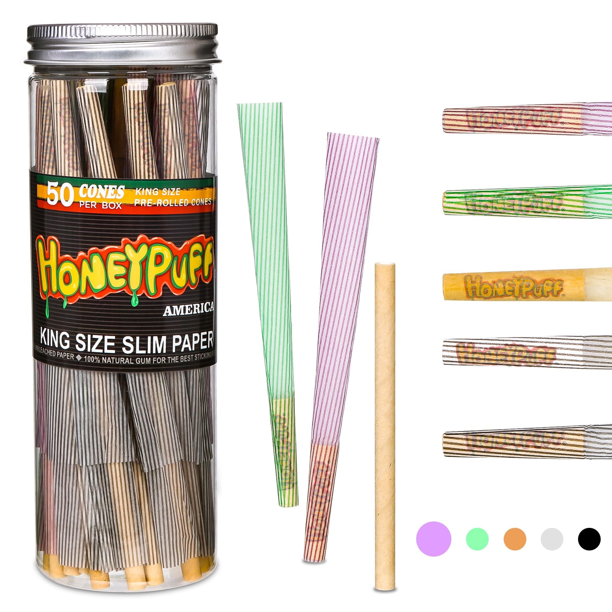 Colorful Pre Rolled Cones, 50 Pack King Size Preroll Cones Rolling Papers, Pre Rolls Cone Paper With Filter Tips