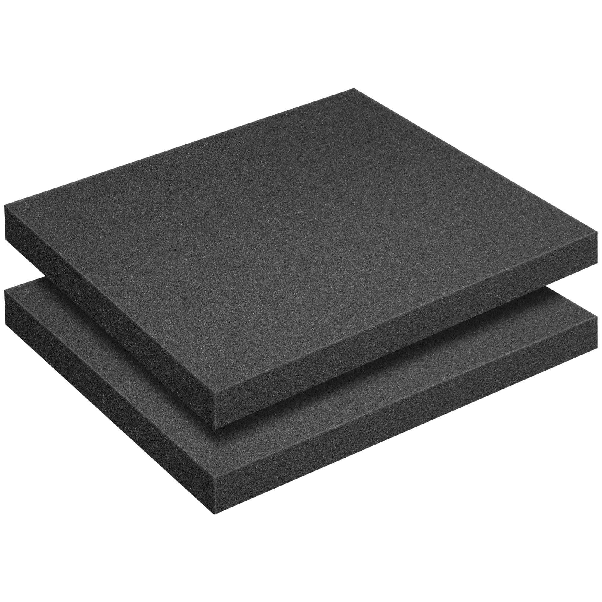 2 Pcs Black Polyurethane Foam Sheet- 16 x 12 x 1.5 Inch Cuttable Foam Inserts for Cases- Packing Foams Pads for Toolbox Camera Storage and Crafts