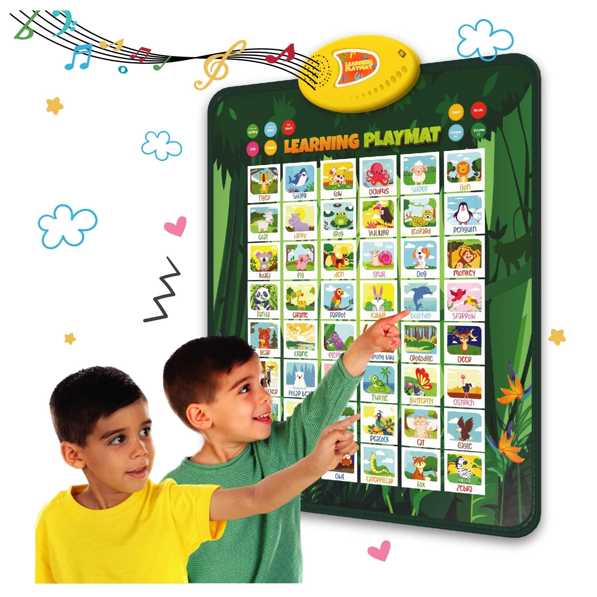 Planettunes Animal Learning Musical Interactive Bilingual Touch-Sensitive Floor Mat for Kids | 5 Fun Educational Modes | Battery-Operated ABC & Language Learning | Toddler Toys for Ages 2+