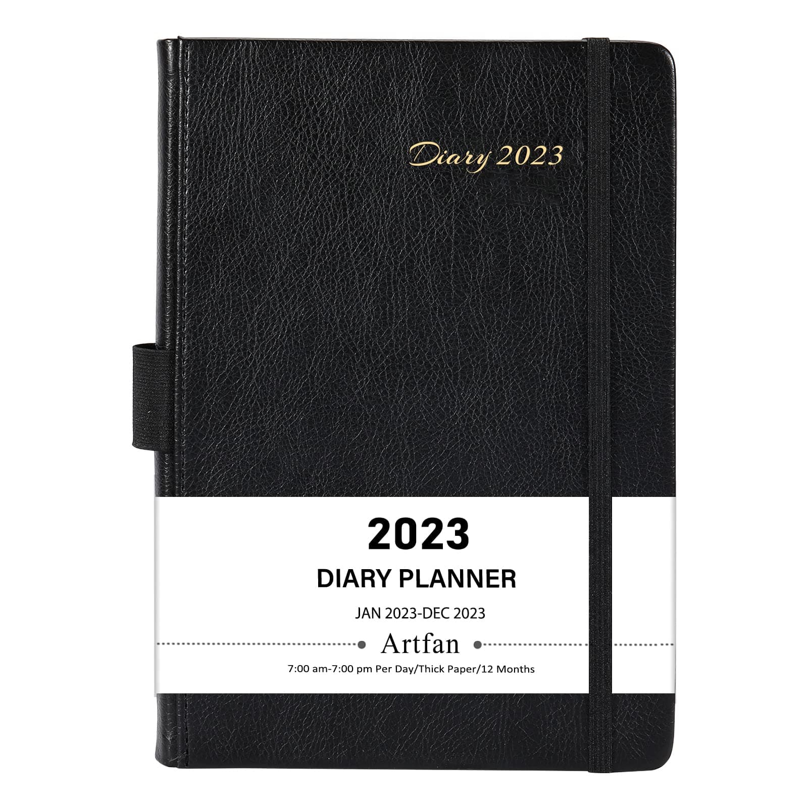 2023 Diary - 2023 Diary a5 Page a Day from January 2023 to December 2023, Page a Day Diary with Leather Cover, Inner Pocket and 16 Extra Notes Pages, 21 x 14.8 cm