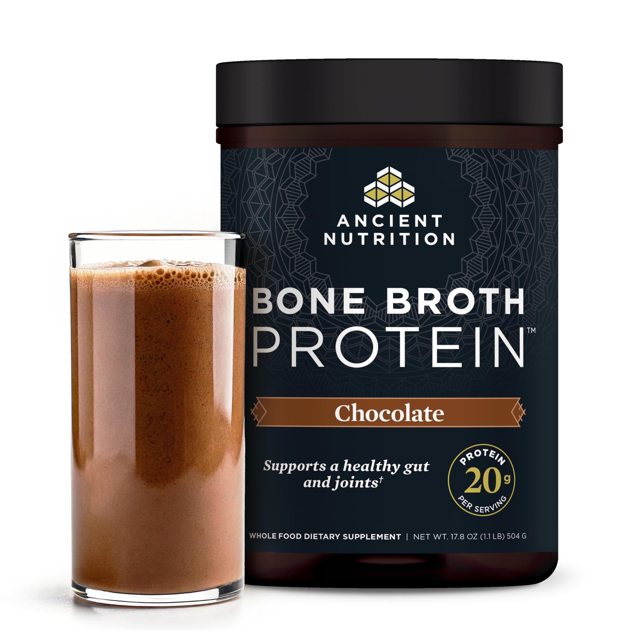 Ancient Nutrition - Bone Soup, Protein Chocolate - 17.8 lbs