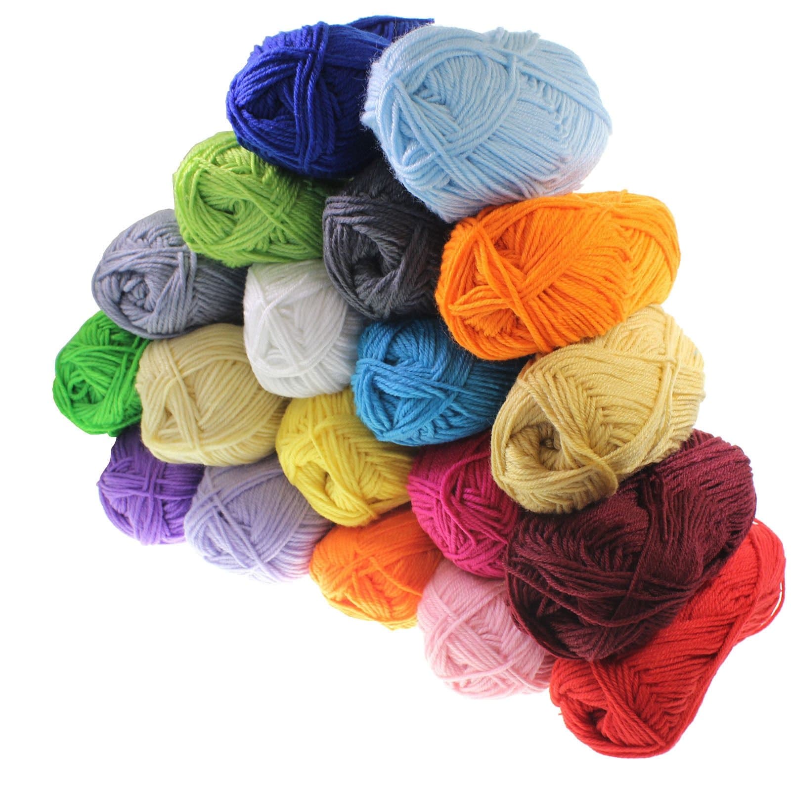 Double Knit Starter Bumper Pack, 20 x 25g Balls of Assorted Double Knitting Yarn, 100% Acrylic by DURSHANI