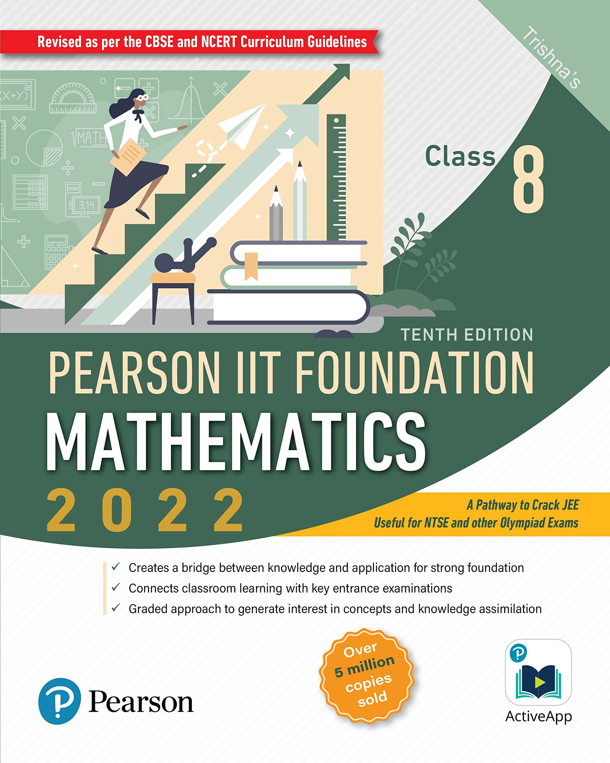 Pearson IIT Foundation Mathematics Class 8 | Tenth Edition|for JEE, NTSE, Olympiad| Revised CBSE and NCERT'23|Free access to e-library for Self Preparation