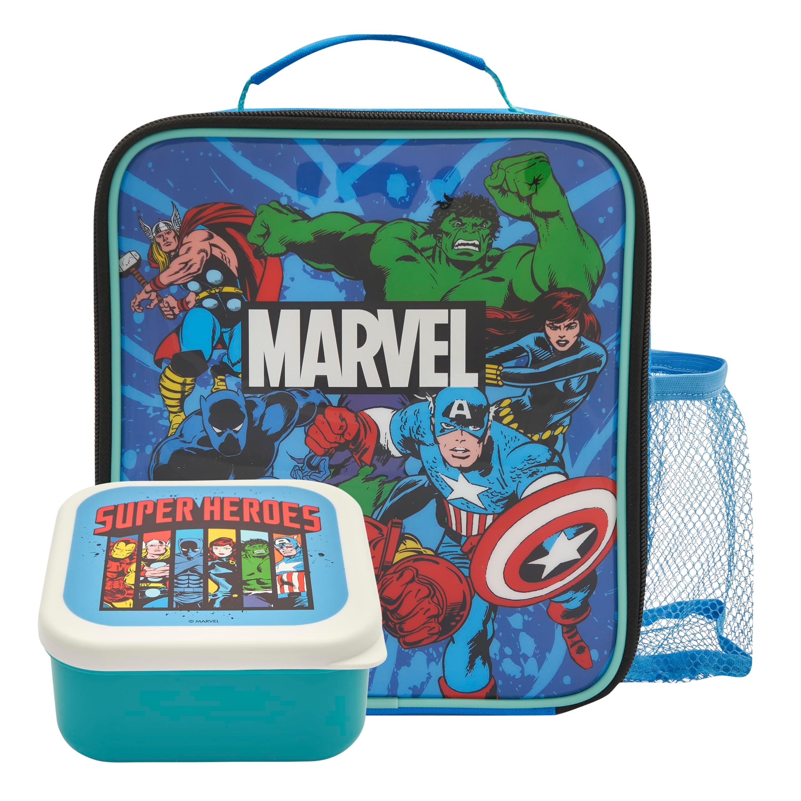 Avengers Super Bag with Mini Heroes Lunch Box, Polyester, Blue