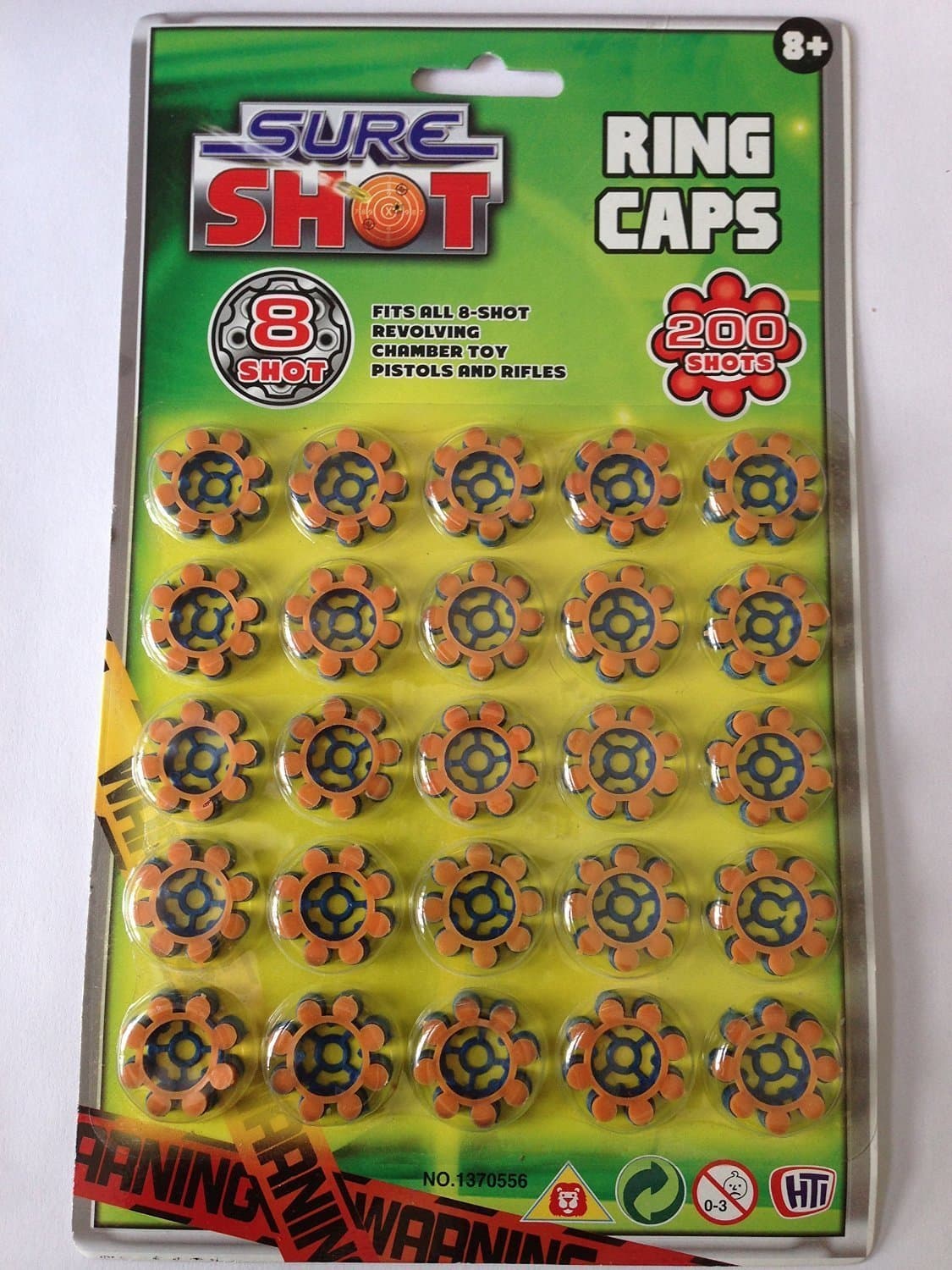 8 Shot Caps - 25 rings per card