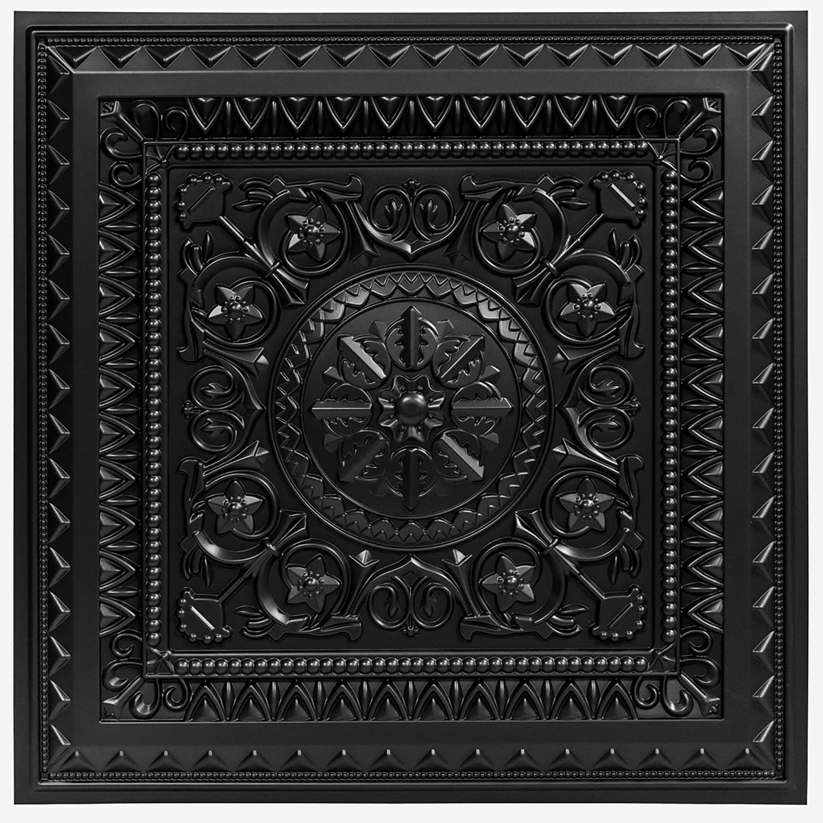 Art3d - Drop Ceiling Tiles for Pasting Ceiling Tiles 61 x 61 cm Black Plastic (12 Pieces, 4.5 m²)