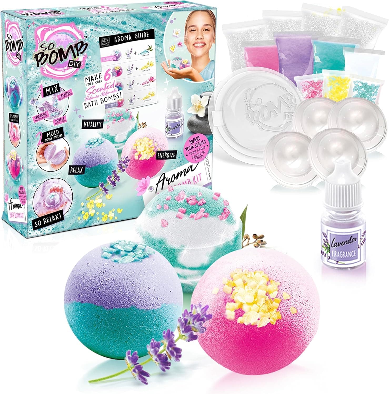So Bomb DIY Aroma Bath Bomb Kit 6 Pack, Multicolour