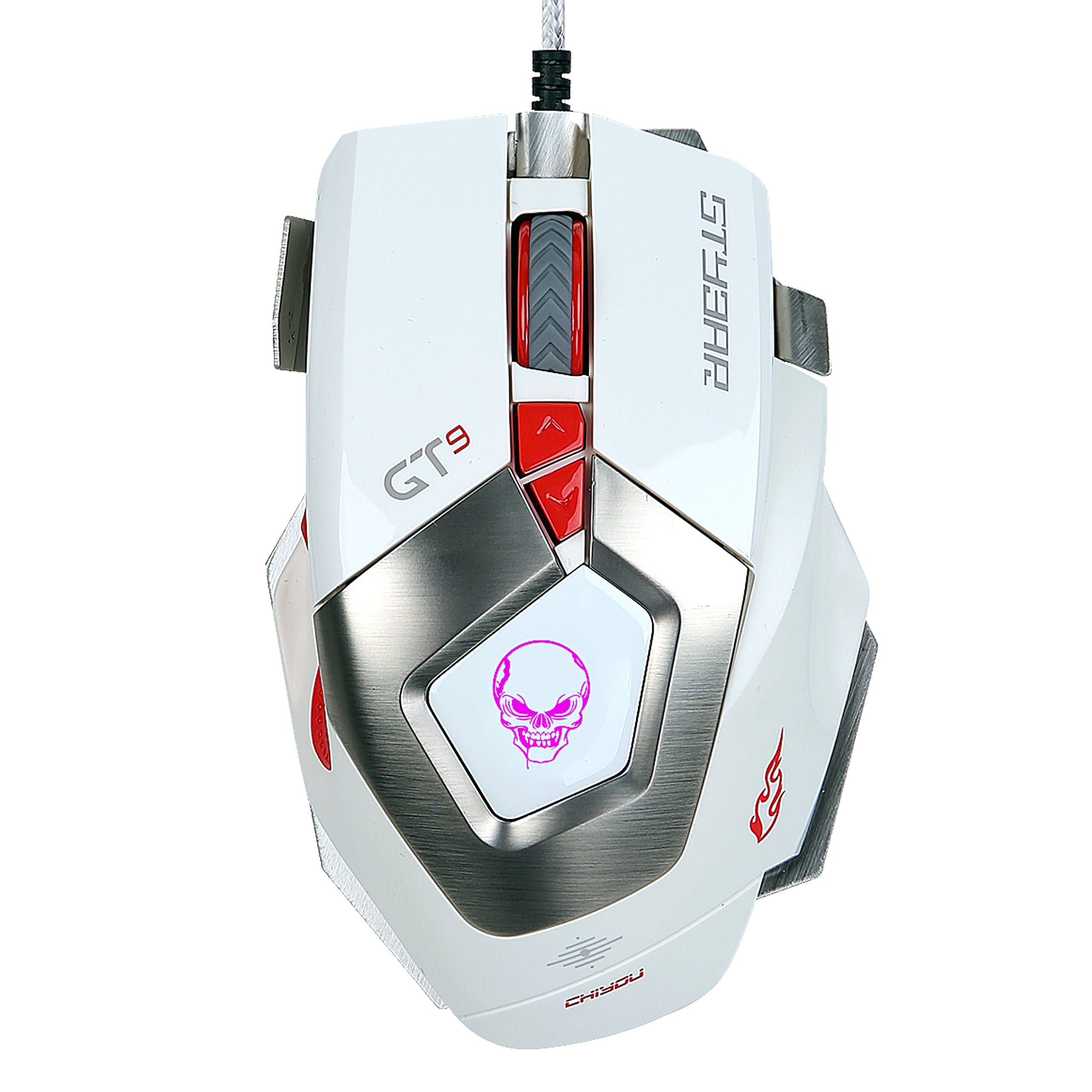 PRONOD 4000 DPI 8 Buttons LED Optical USB Wired Gaming Mice Computer Mouse ,Ergonomic&Aluminium Base ,White