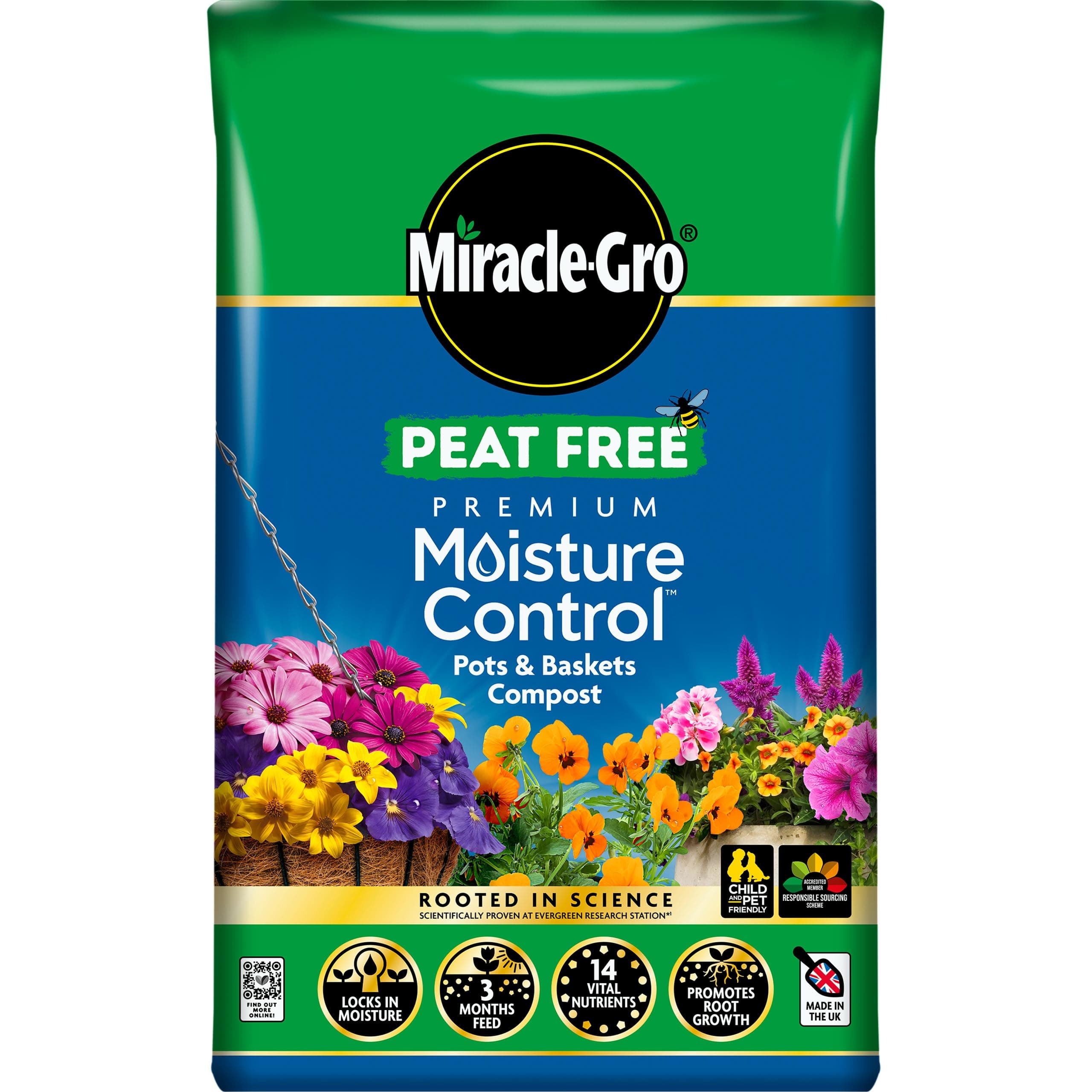 PEAT FREE Premium Moisture Control Compost, 40 Litres, Brown