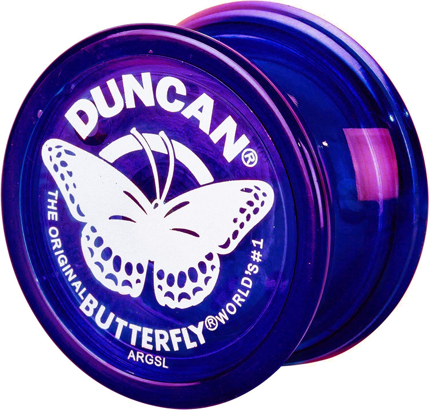 Duncan Toys Butterfly Yo-Yo, Beginner Yo-Yo with String, Steel Axle and Plastic Body, Purple (3124BU-ECHAP)