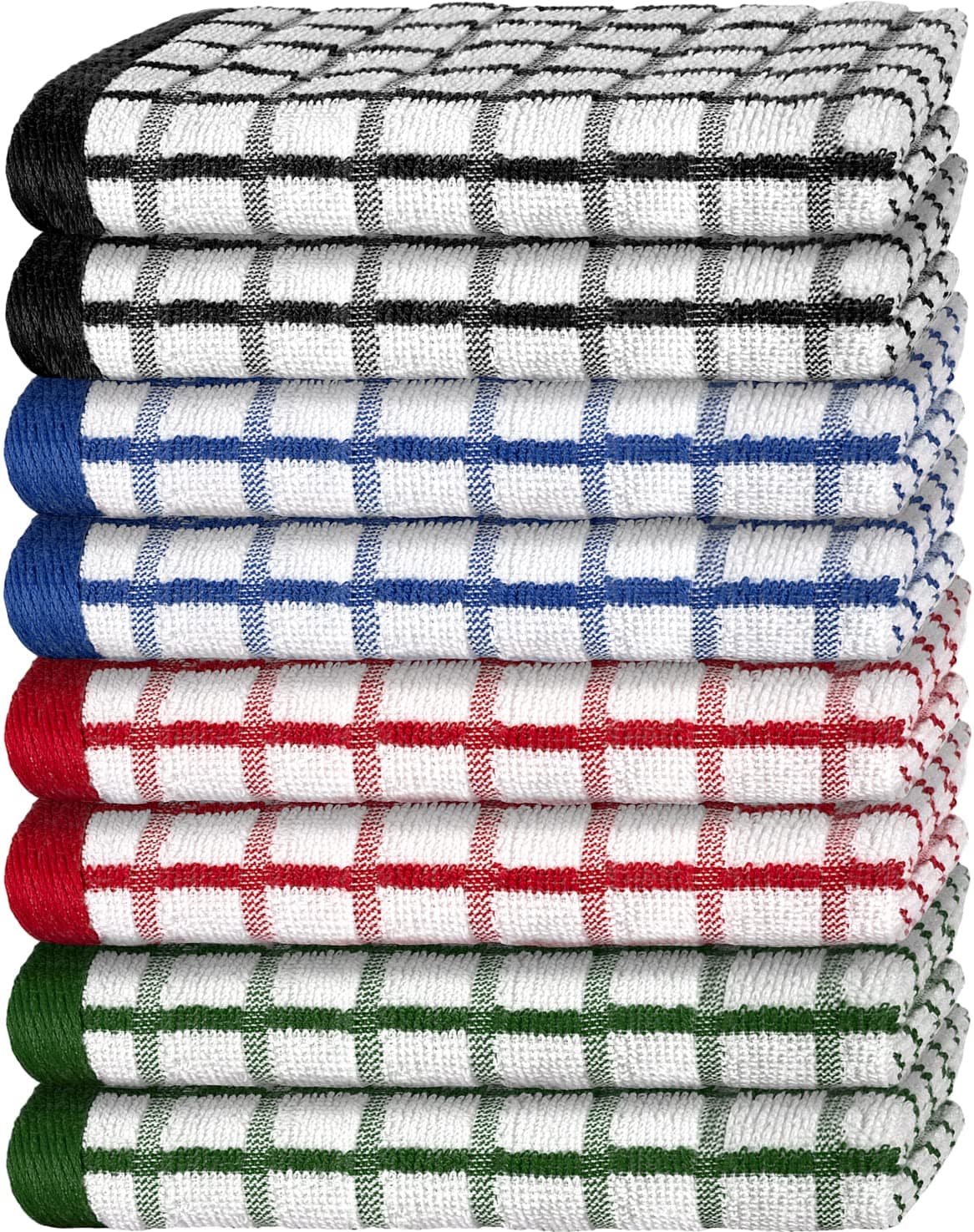 White Classic Premium Dish Towels for Kitchen, with Hanging Loop [8 Pack] Heavy Duty Absorbent 100% Cotton 410 GSM Terry Kitchen Towels, 16x26 (Multi)