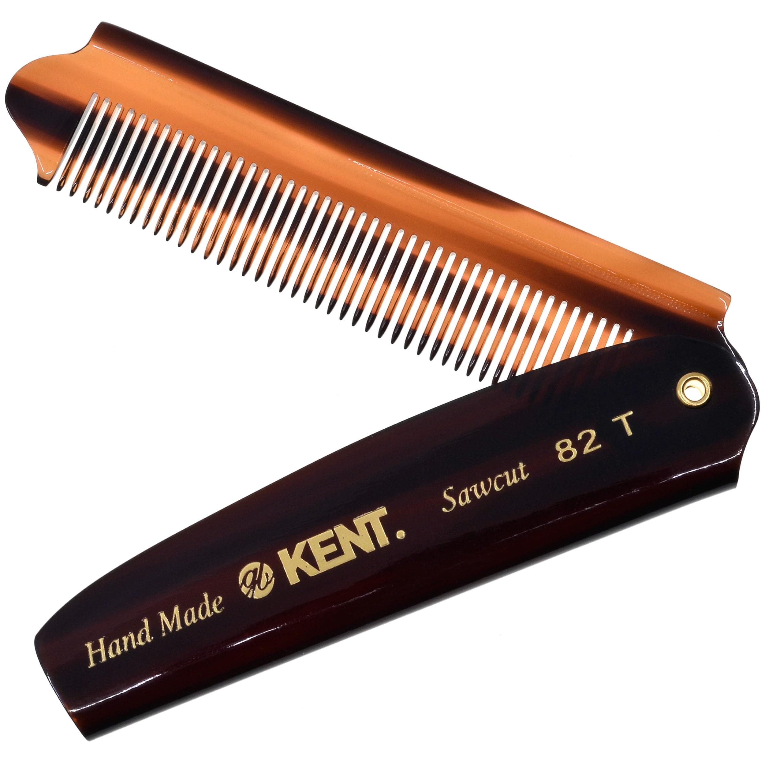 Kent Brushes Handmade 82 T Comb, Large Folding Pocket Comb for Men, Use on Hair, Beards or Moustaches