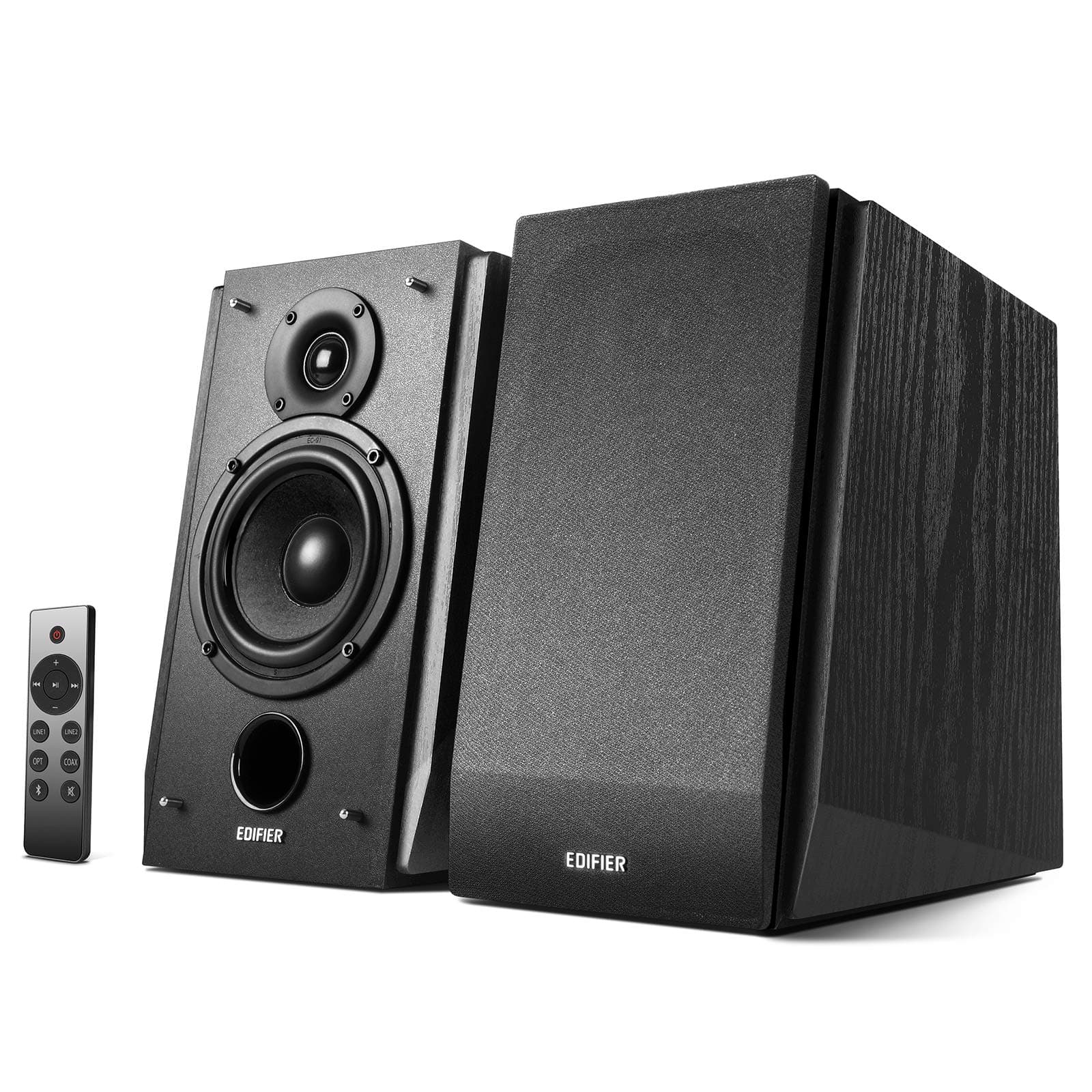 R1855DB Multimedia 2.0 Bookshelf Speaker with Bluetooth 5.0, Optical,Coaxial line in with Sub Out