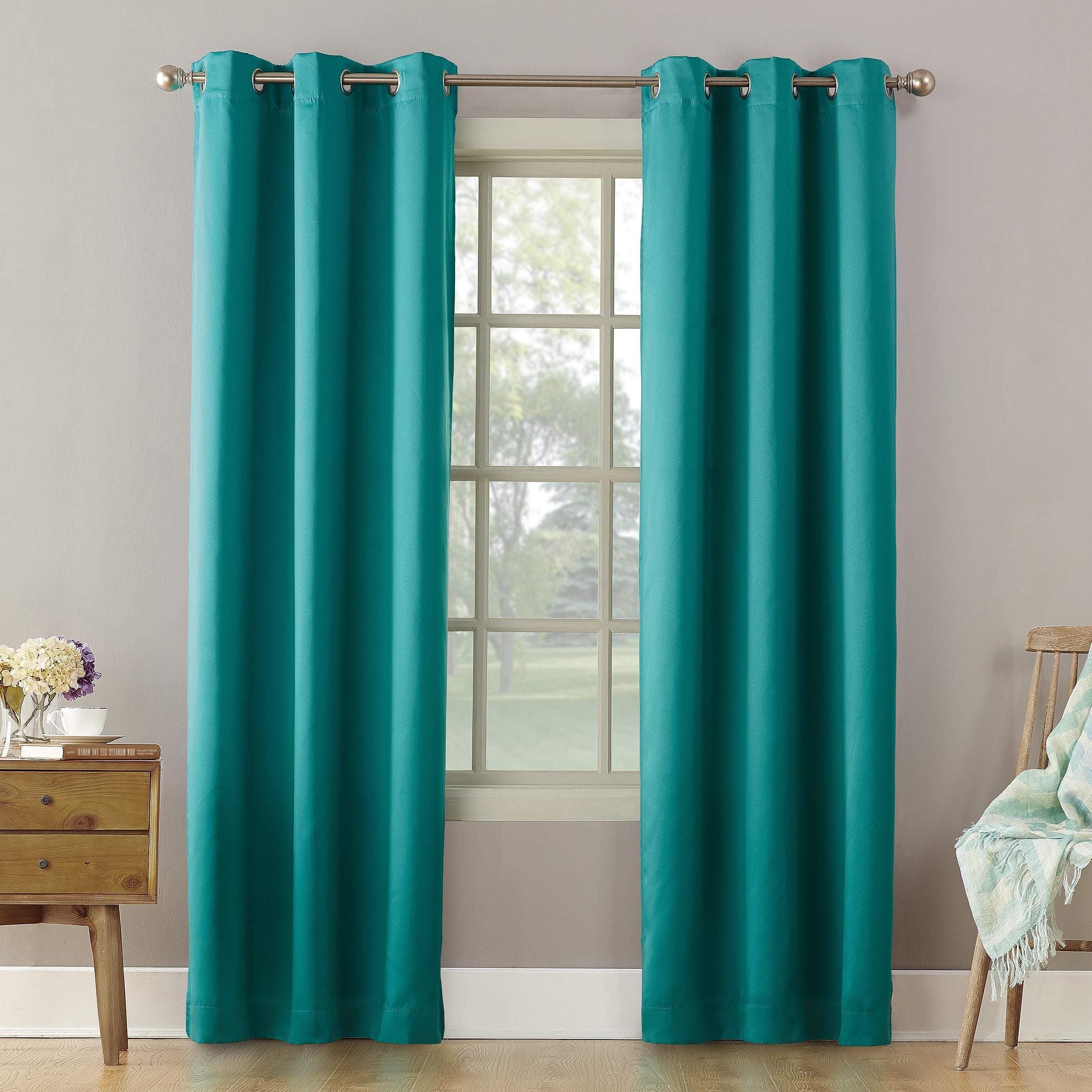 Sun Zero Becca Energy Efficient Grommet Curtain Panel, 40" x 84", Marine