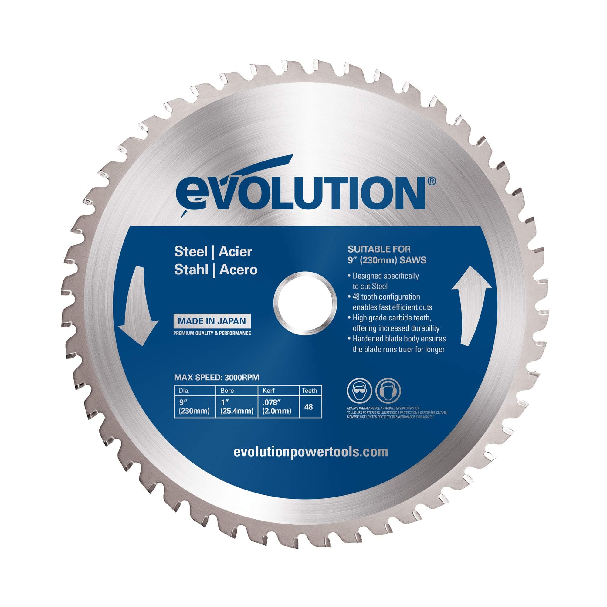 Evolution Power Tools 230BLADEST Mild Steel Carbide-Tipped Blade, 230 mm