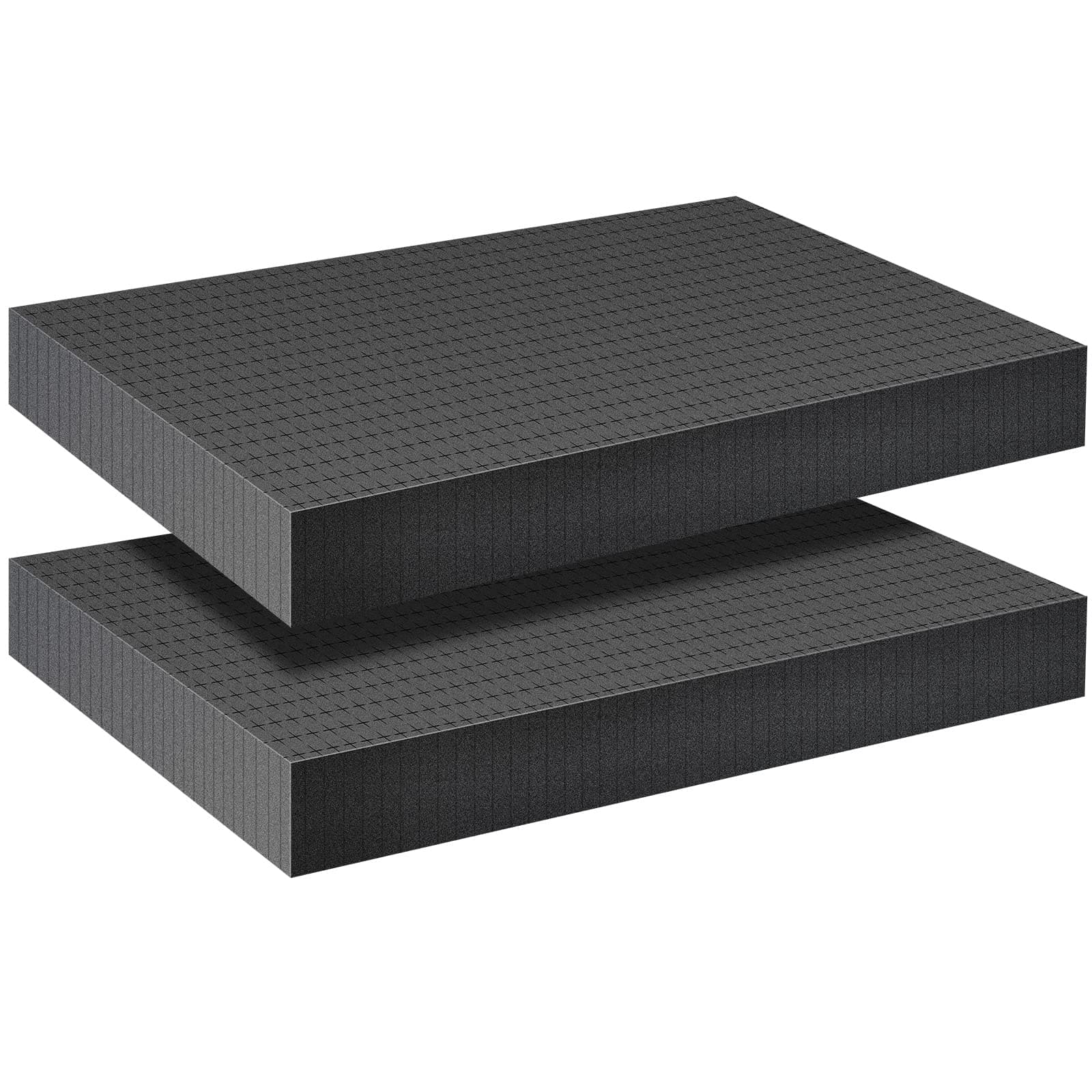 2 Pcs Game Box Inset Foam Insert Pre Cubed Interlocking Case Cuttable Toolbox Foam Inserts Tough Tool Box Organizer Foam for Storage Packing, 15.7 x 11.81 x 1 Inch, Black