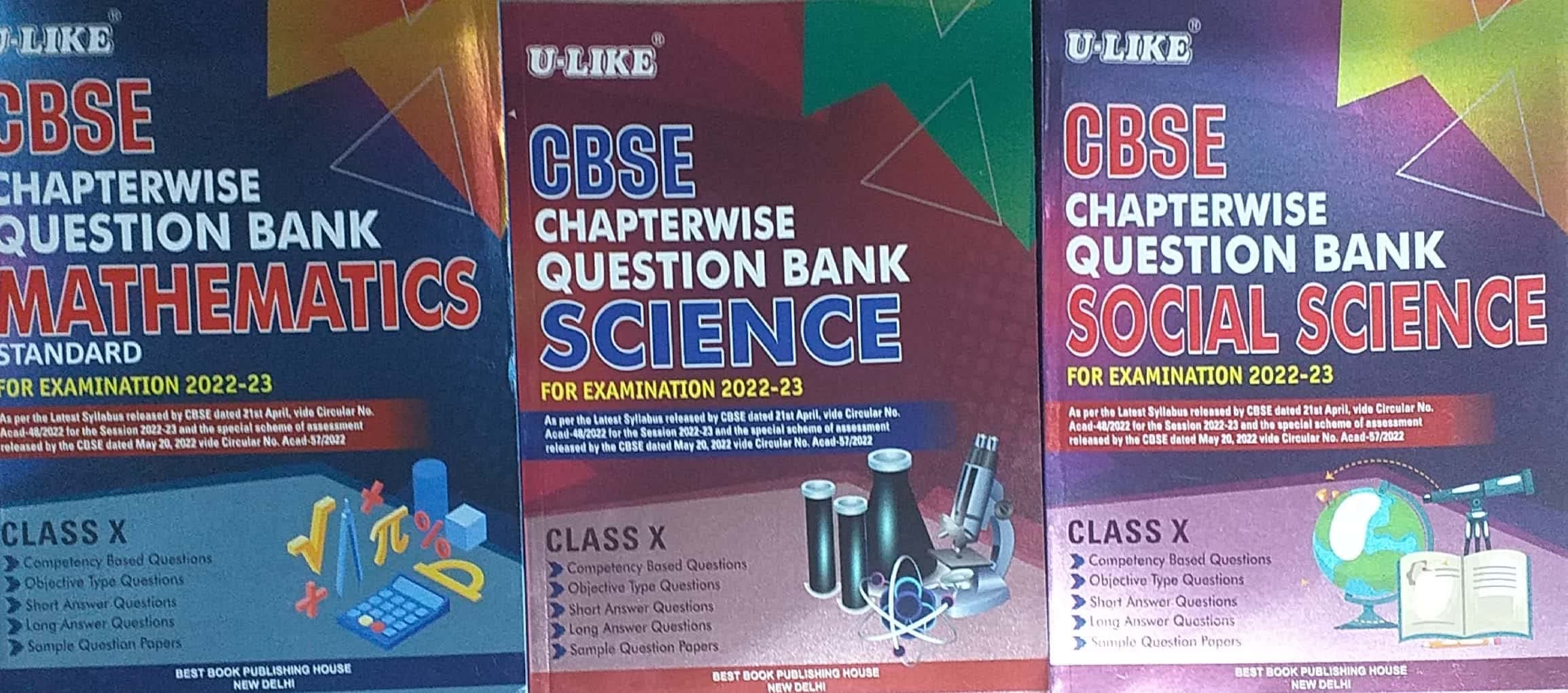 U-LIKE COMBO Class 10 Mathematics, Science & Social Science CBSE Chapterwise Question Bank 2024-25 Exam