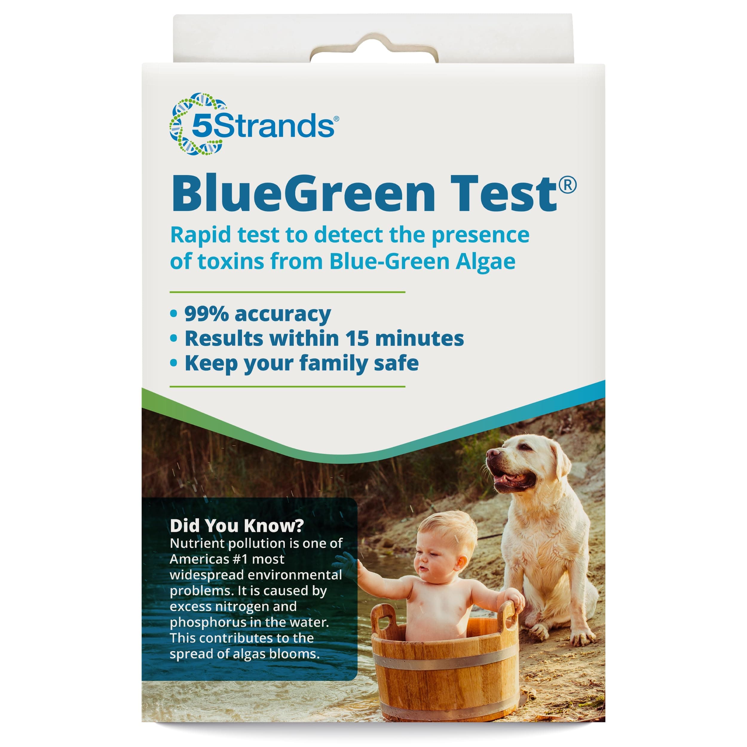 5Strands Blue Green Algae Test Kit, On Site Lake & Pond Water Testing, Water Safety Test, Algae Detection, Fast 15 Minute Results