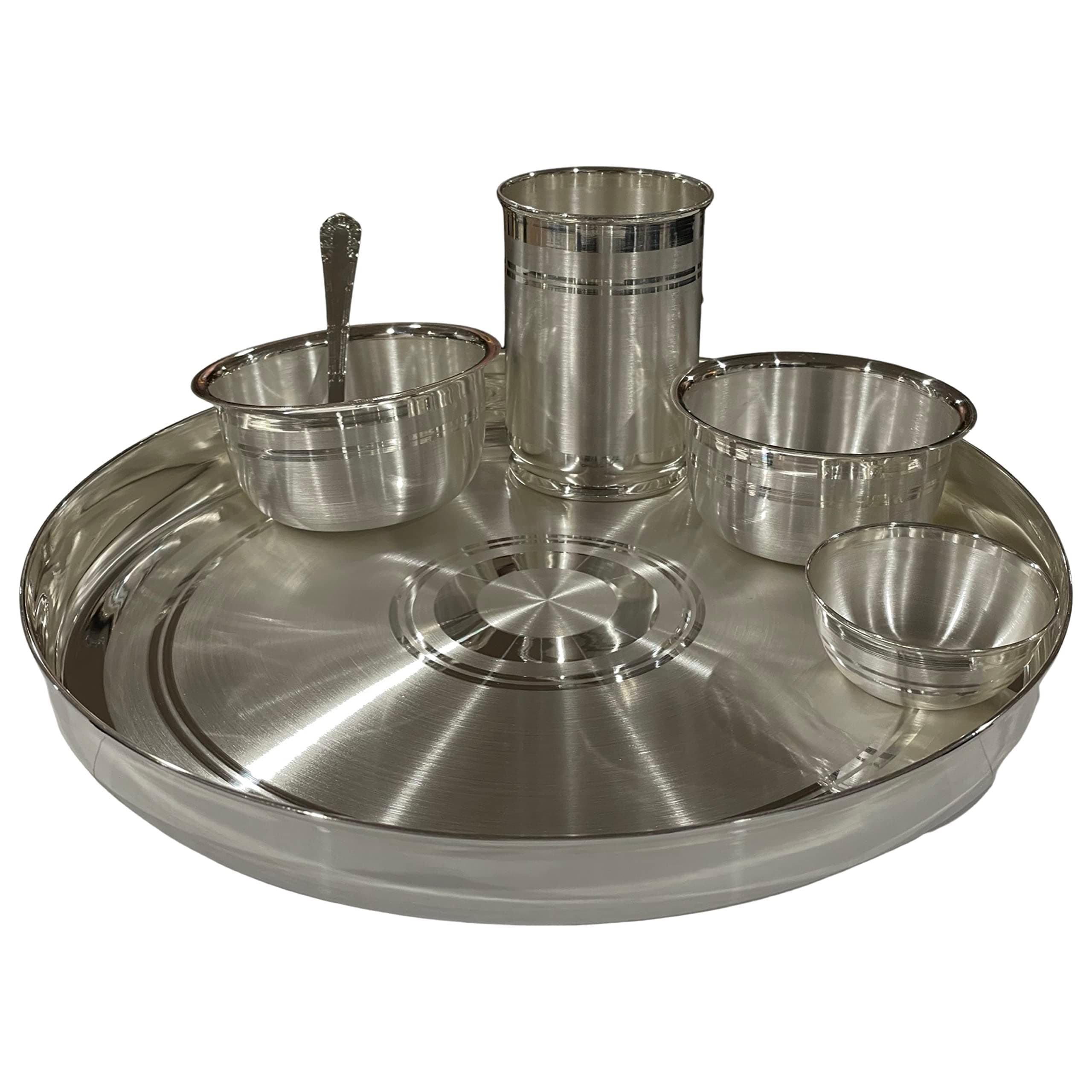 999 Pure Silver Authentic Indian Thali Dinner Set (11.0 Inch) – Certified & Hallmarked Set #02
