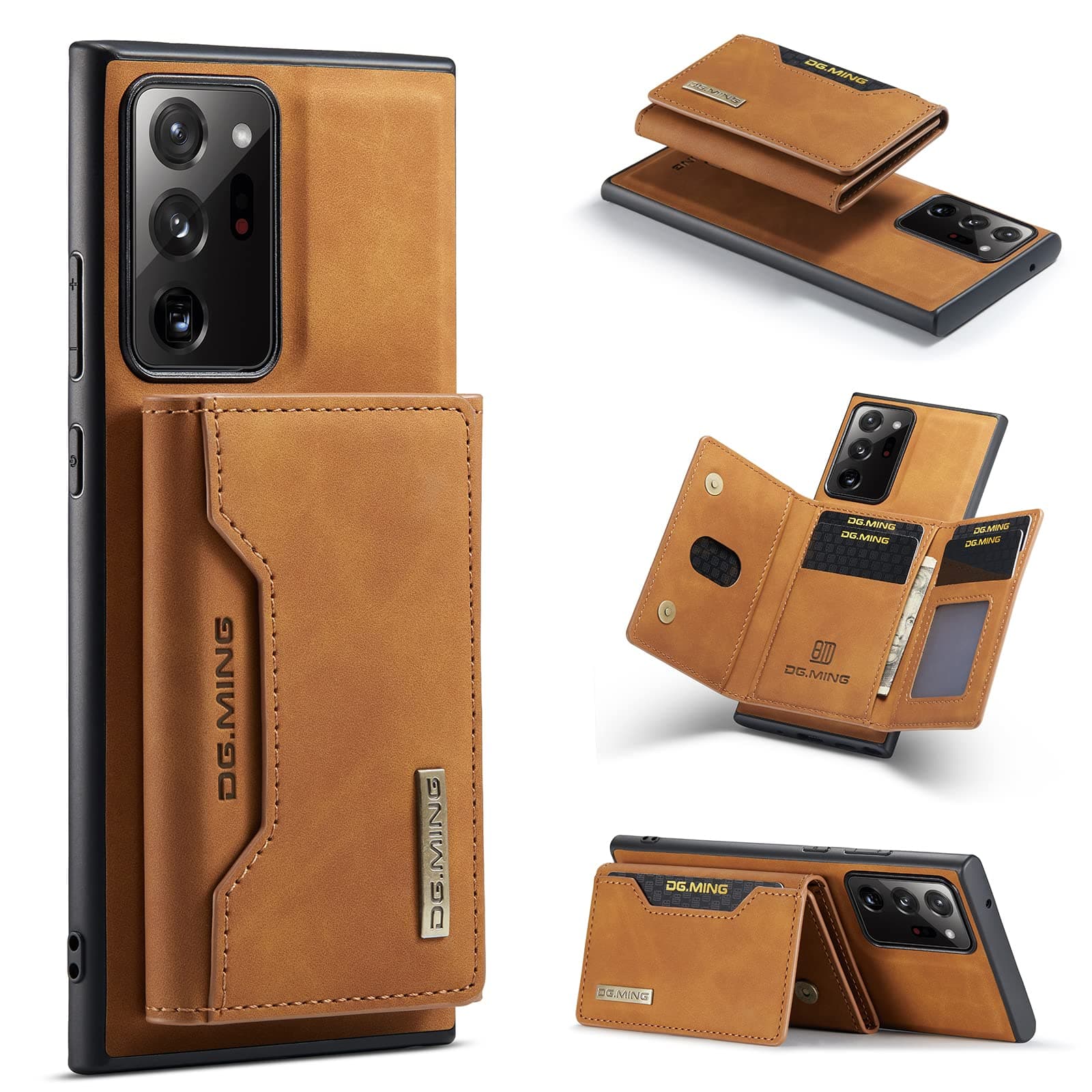 Wallet Case for Samsung Galaxy Note 20 Ultra, DG.MING Premium Leather Phone Case Back Cover Magnetic Detachable with Trifold Wallet Card Holder Pocket for Samsung Galaxy Note 20 Ultra (Brown)