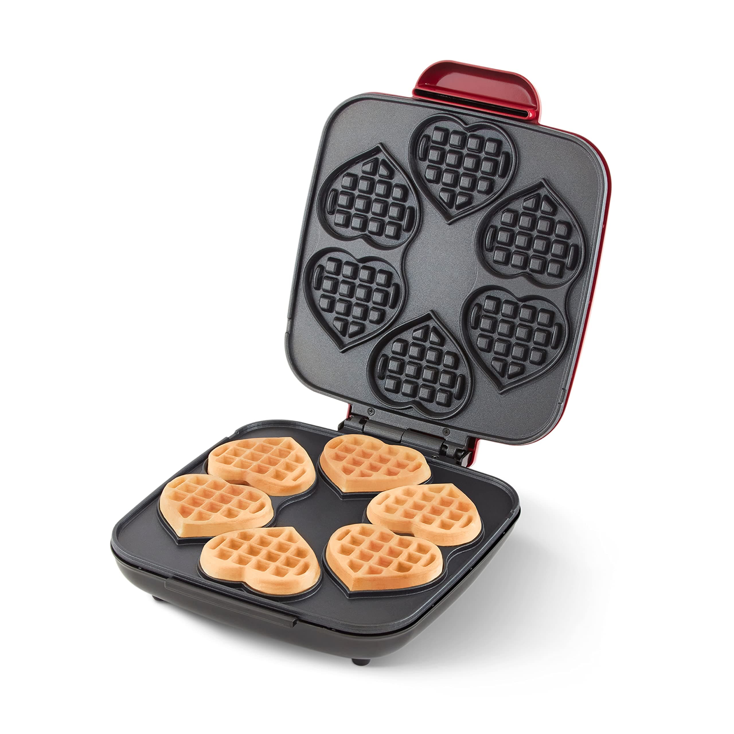 Dash Multi Mini Heart Waffle Maker - Waffle Maker for Family Breakfasts - Dual Nonstick Heating Plates & Easy-Release Surface - Compact & Fast-Heating - Red Heart
