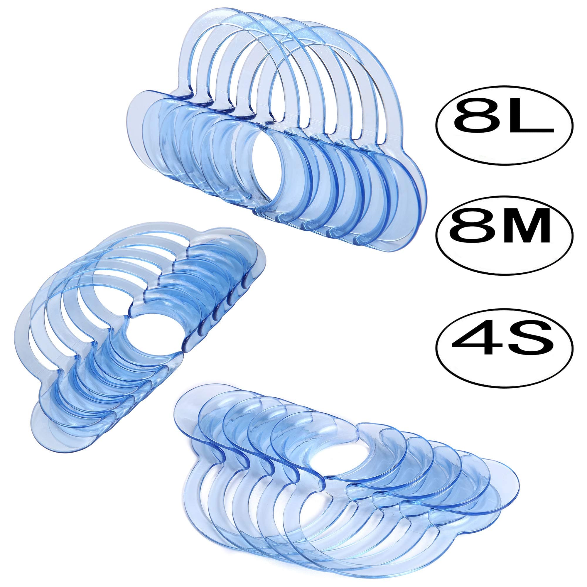 20 Pack Multi-size Dental Cheek Retractor for Watch Ya Mouth/Speak Out Game C-SHAPE Teeth Whitening Intraoral Mouth Opener Blue Color for Adults & Kids(8 Large 8 Medium 4 Small)