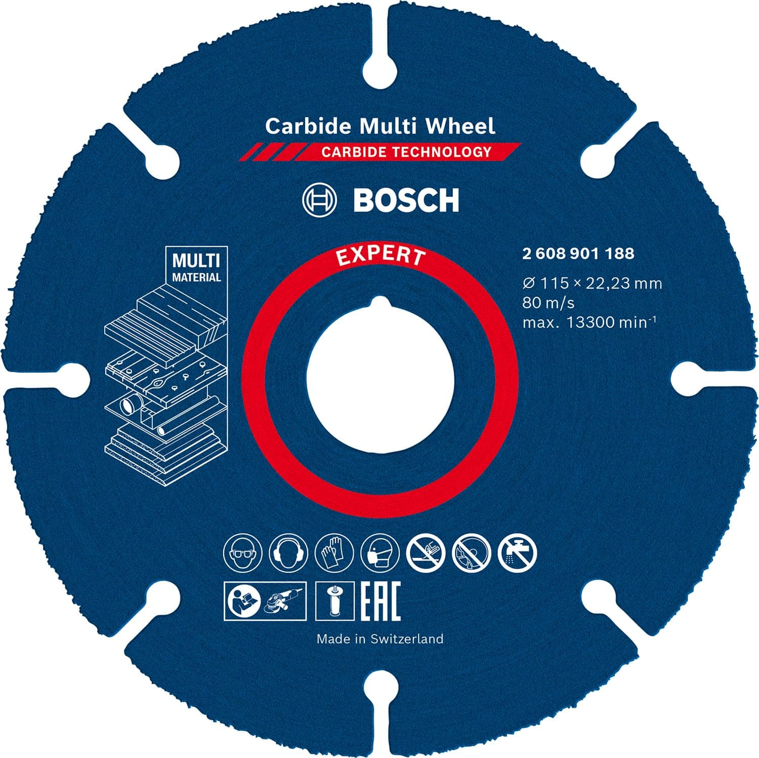 Bosch 1x EXPERT Carbide Multi Wheel Cutting Disc for Small Angle Grinders (for Hardwood, Wood with nails, Ø 115 mm, Professional Accessory Small Angle Grinder)