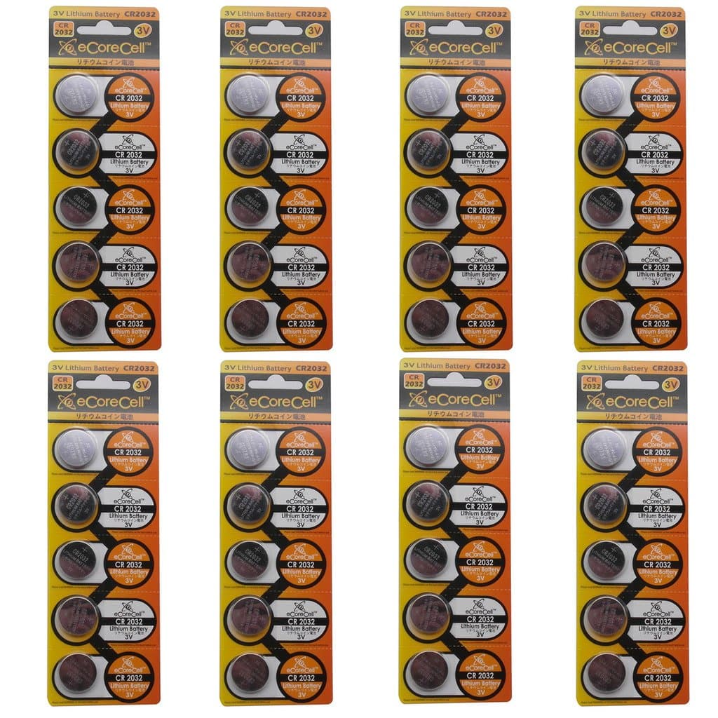 eCoreCell (40pcs) CR2032 5004LC 3V 3 Volt Lithium Single Use Non-Rechargeable Button Coin Cell Battery