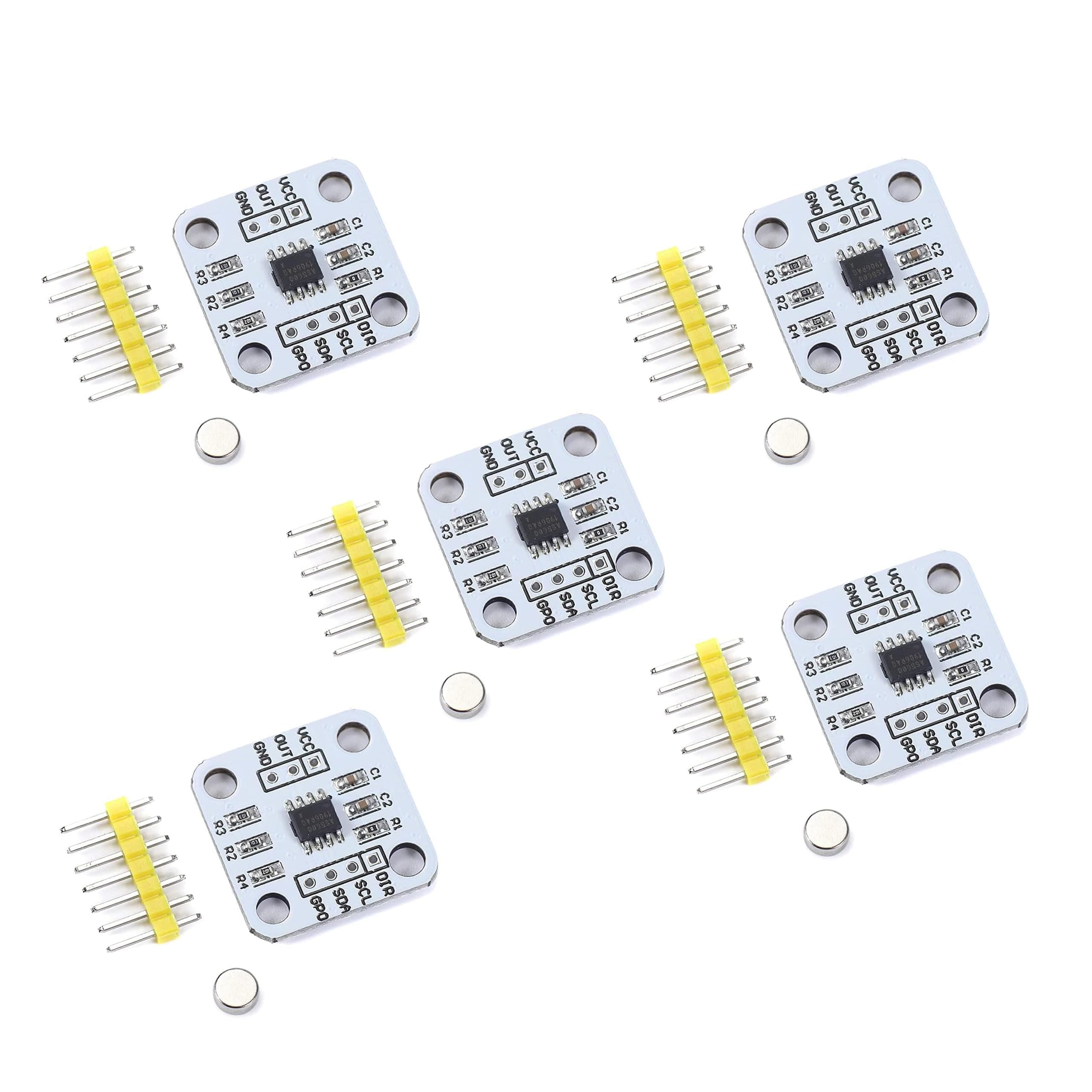 Teyleten RobotAS5600 Magnetic Encoder 12bit high Precision Magnetic Induction Angle Measurement Sensor Module 3.3V (5PCS)