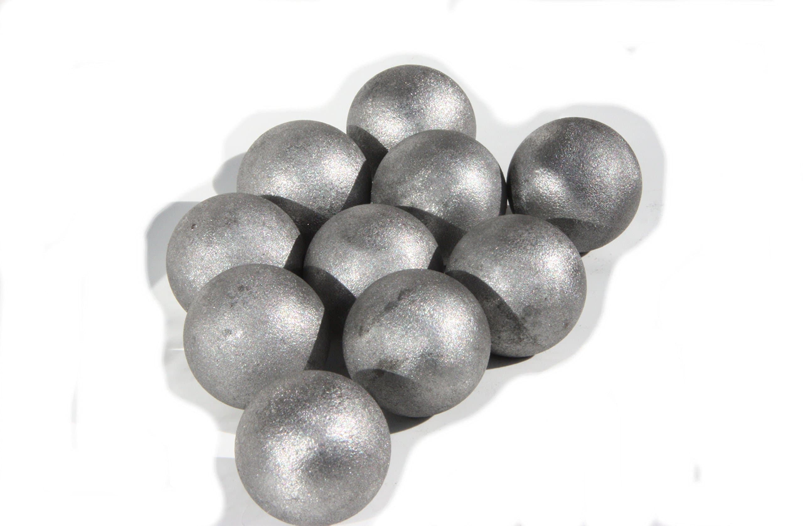 UHRIG 10 x iron solid balls, solid steel balls, each with a diameter of 25 mm, steel material for galvanising, drilling and welding, e.g. for fence posts, pack of 10