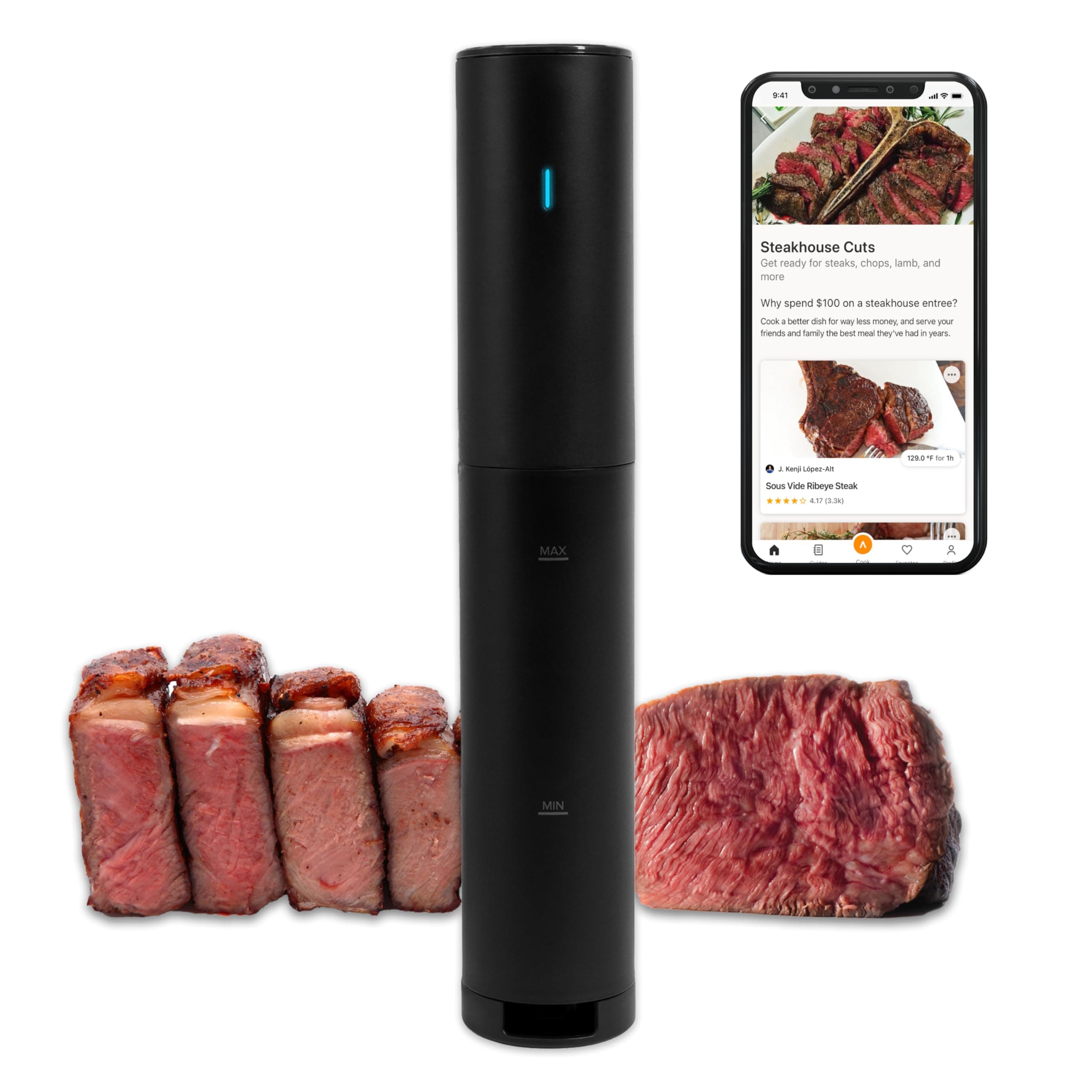 Anova Culinary Sous Vide Precision Cooker Mini, 850 Watts, Black and Orange, App Ready