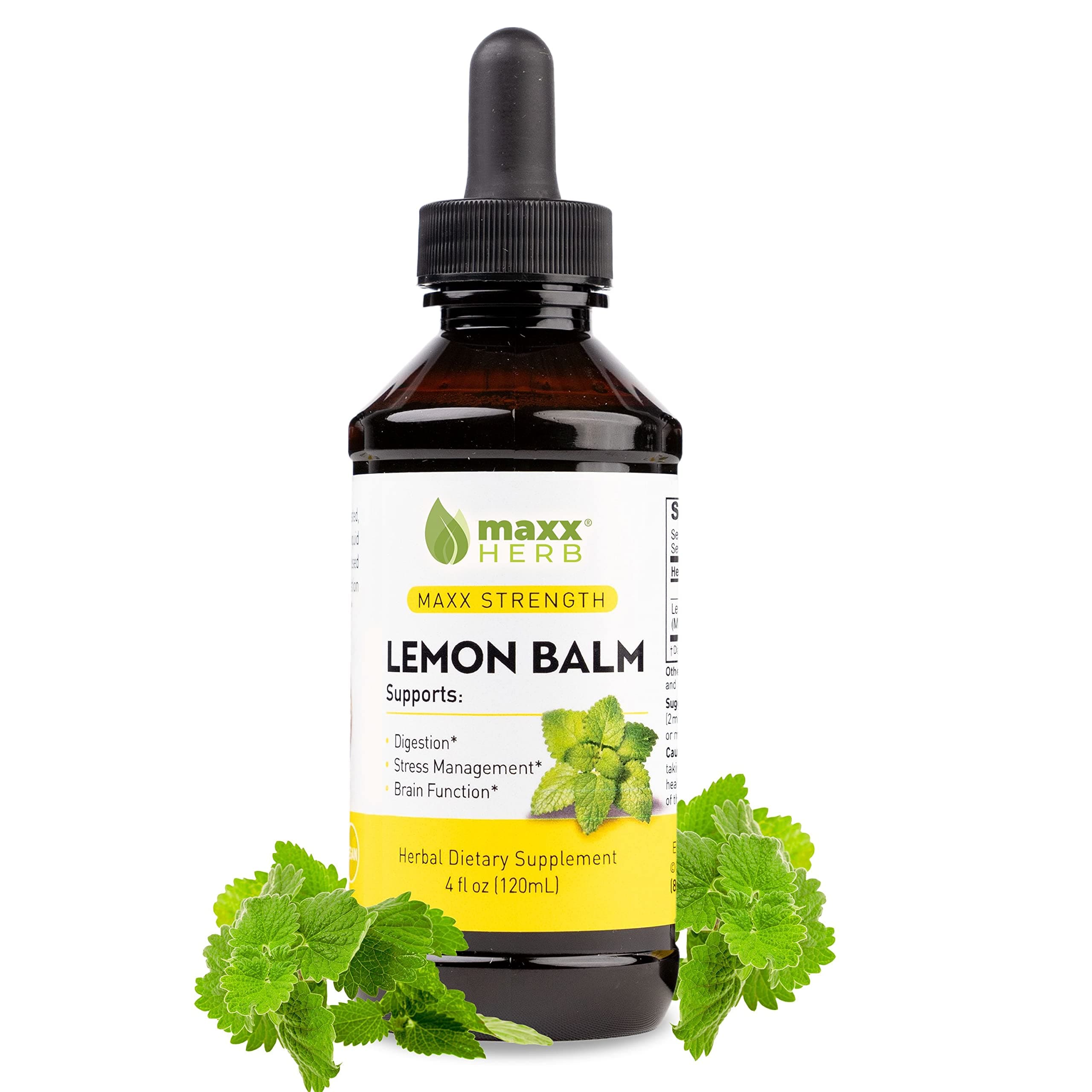 Lemon Balm Liquid Extract (4 Oz Bottle with Dropper) Max Strength, Absorbs Better Than Lemon Balm Capsules, for Nervous System Support, Stress Relief (1 Bottle)