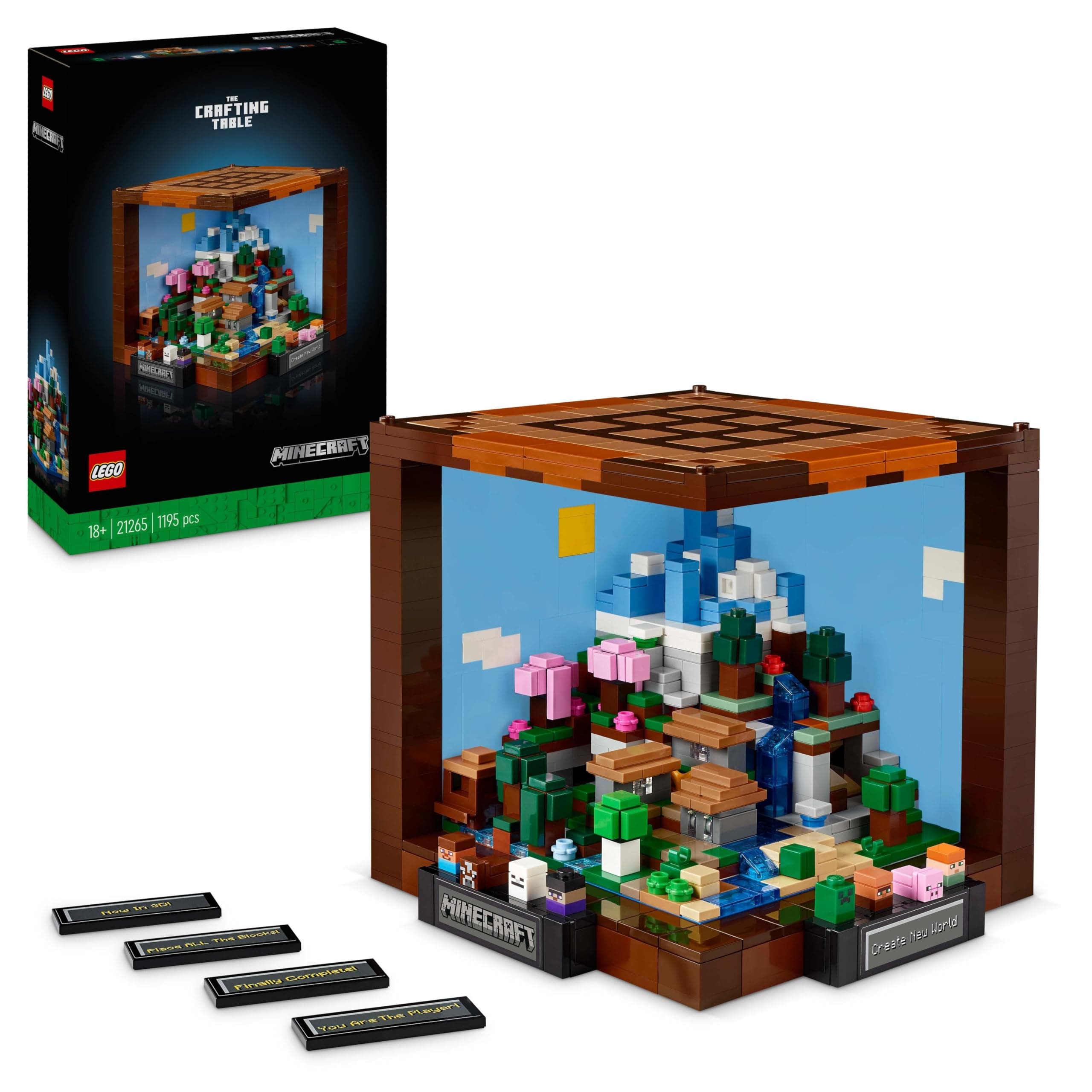 Minecraft The Crafting Table Building Set for Adults - Display Model Kit with 8 Characters incl. Steve, Alex and Mobs - DIY Gaming Room Decor - Gift for Fans - 21265