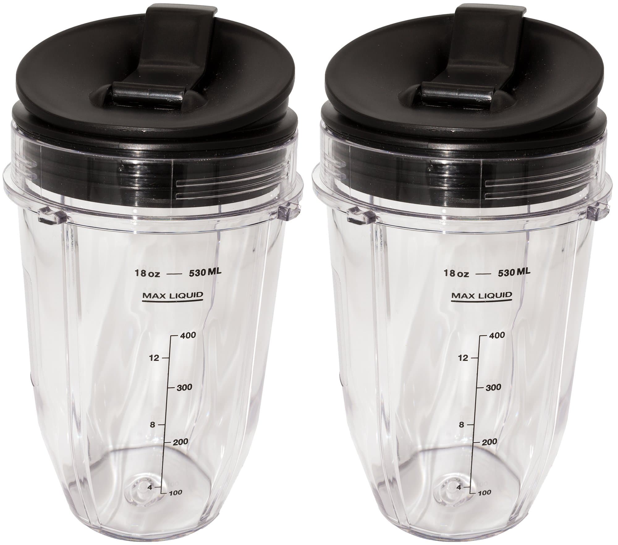 Blendin 2 Pack Small 18 Ounce Cup with Sip N Seal Flip Lids, Compatible with Nutri Ninja Auto-iQ 1000w Series and Duo Blenders