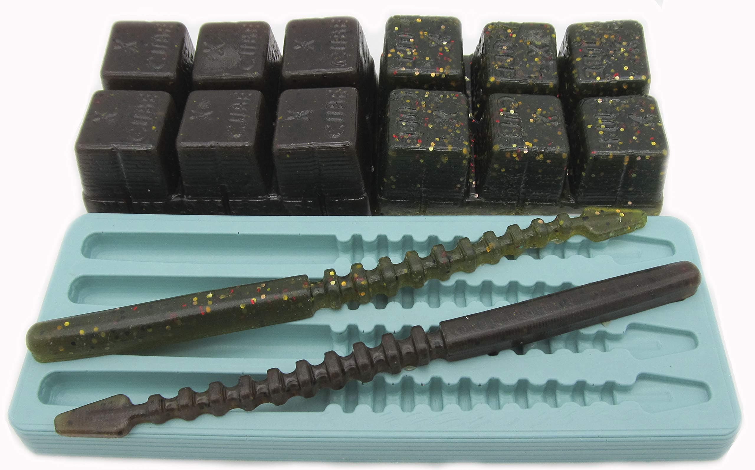 6" Serpent Tail Worm Lure Making Starter Kit - Bass Rubber Worm Mold & Plastisol Plastic Resin - Fisherman Gift - Fusion X Fishing 0560MC Dragon X