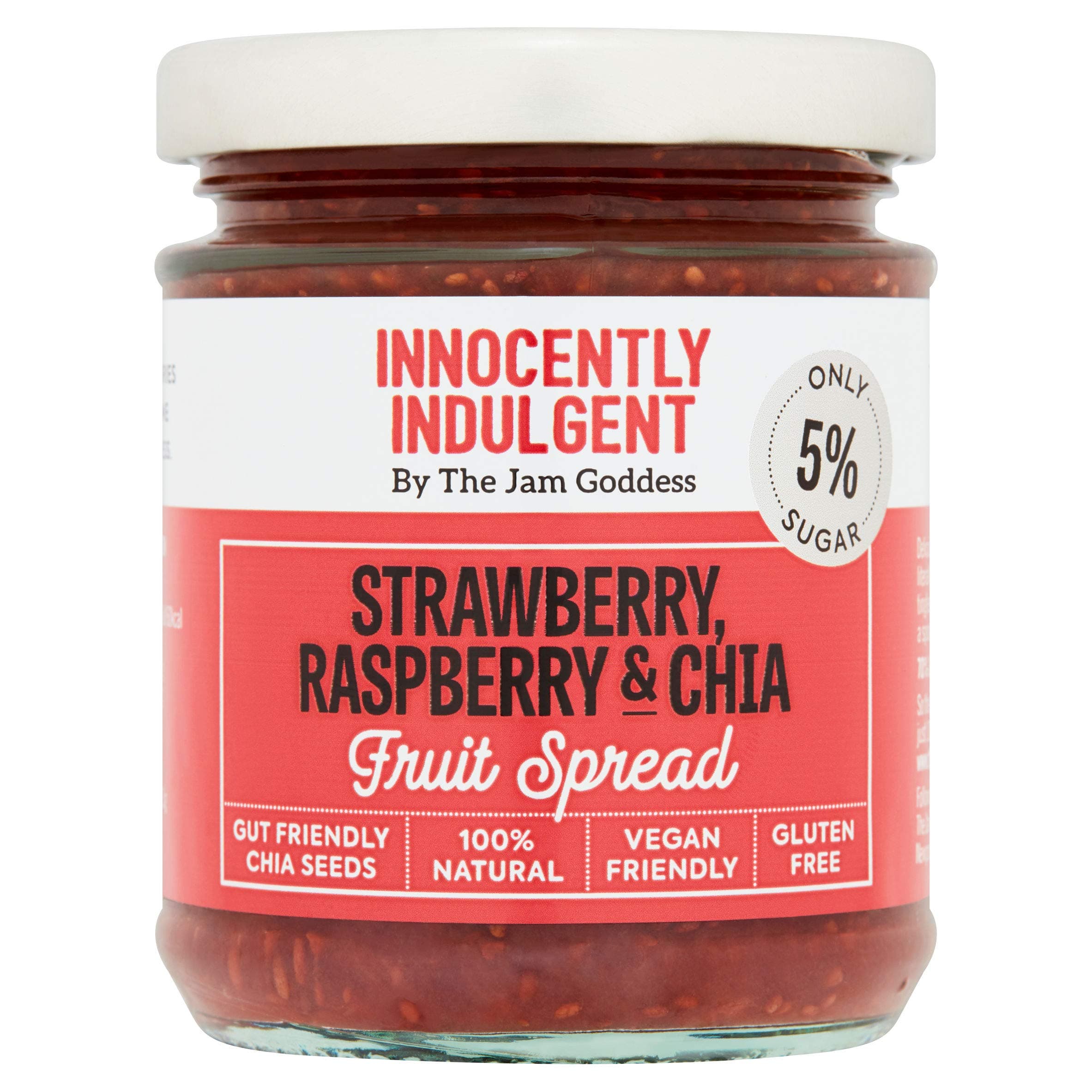 Strawberry Raspberry & Chia Fruit Spread (Free from Refined Sugar) Paleo and Keto Friendly -Pack of 2 x 190g