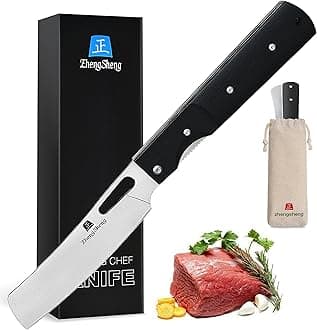 ZhengSheng Folding Chef Knife 4.8" Sharp 440A Stainless Steel Blade G10 Handle Pocket Foldable Kitchen Knife Utility Knife for Outdoor Camping Cooking