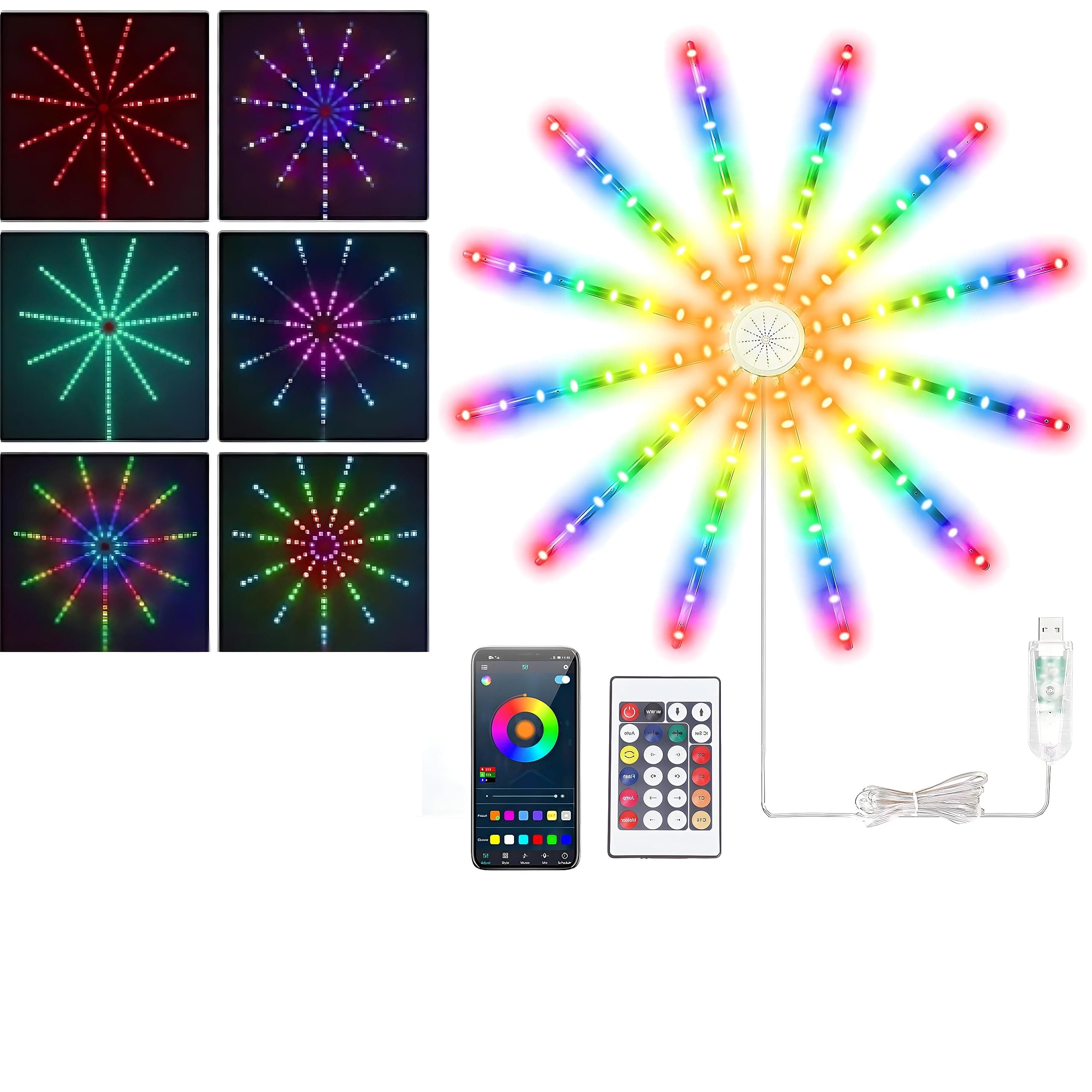 CARTYRA Firework LED Strip Lights | RGB Wall Hanging Firework Lights, RGB Changing light with Music Control With App & Remote