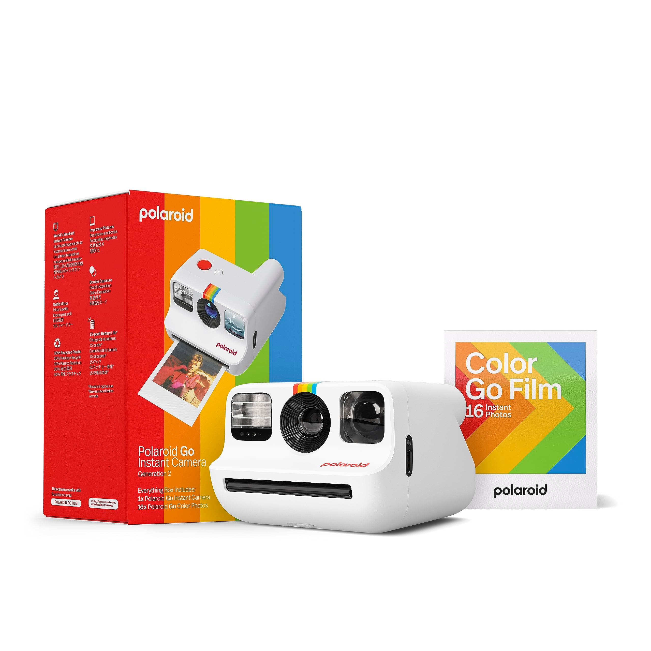 Go Generation 2 - Mini Instant Camera + Film Bundle (16 Photos Included) - White (6282)