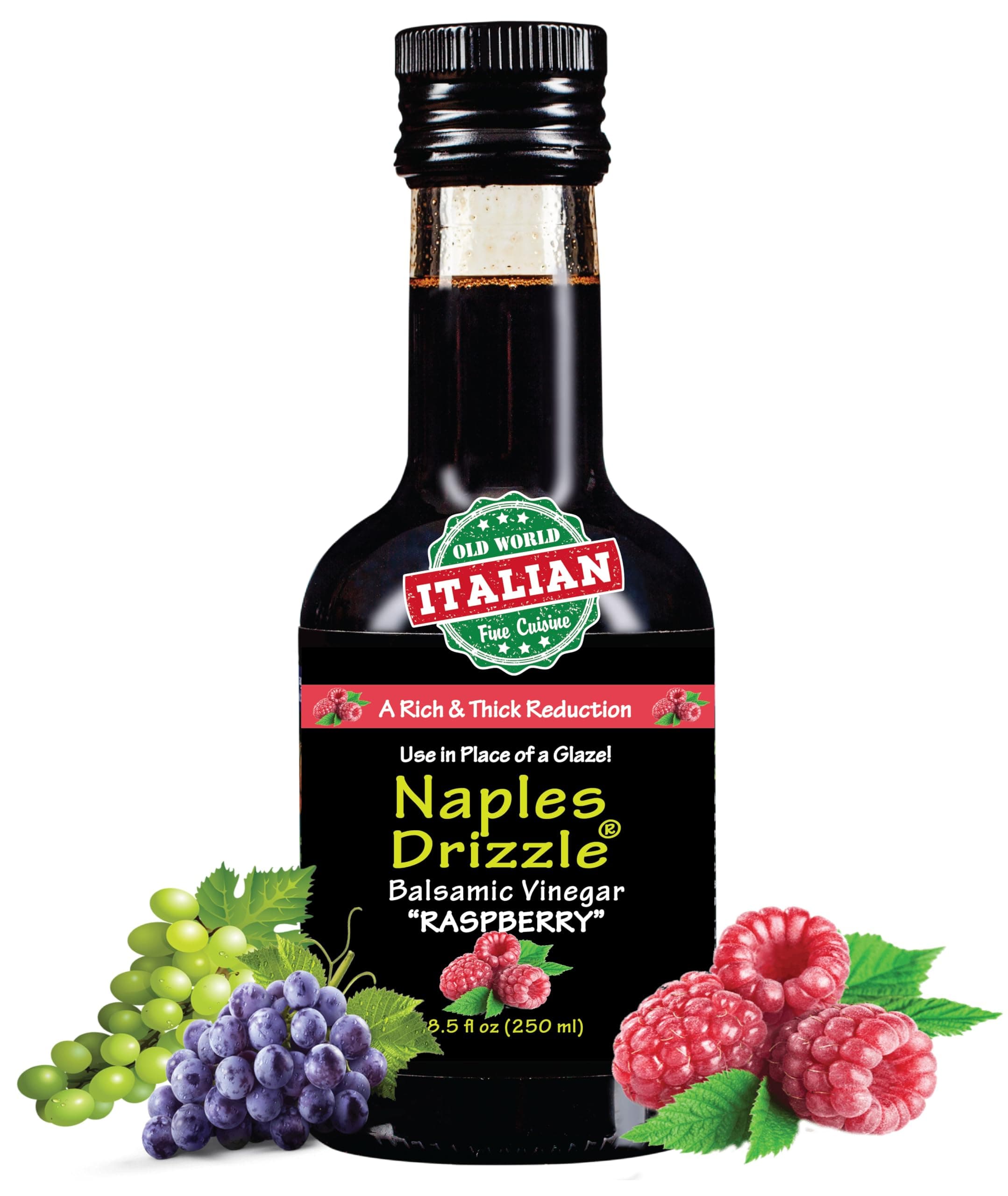 RASPBERRY - Rich, Extra Thick Balsamic Vinegar REDUCTION, No Added Sugar or Thickeners, Better-Than-Glaze Balsamic Vinegar (Raspberry)