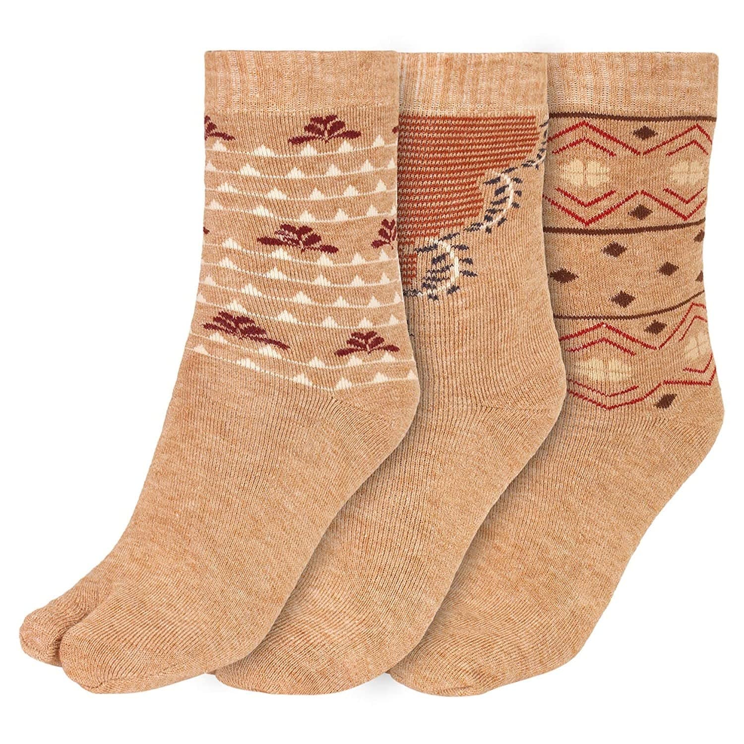 CREATURE Women's Wool Socks (3 Set) (WWS-003_Multicolor_Free Size)