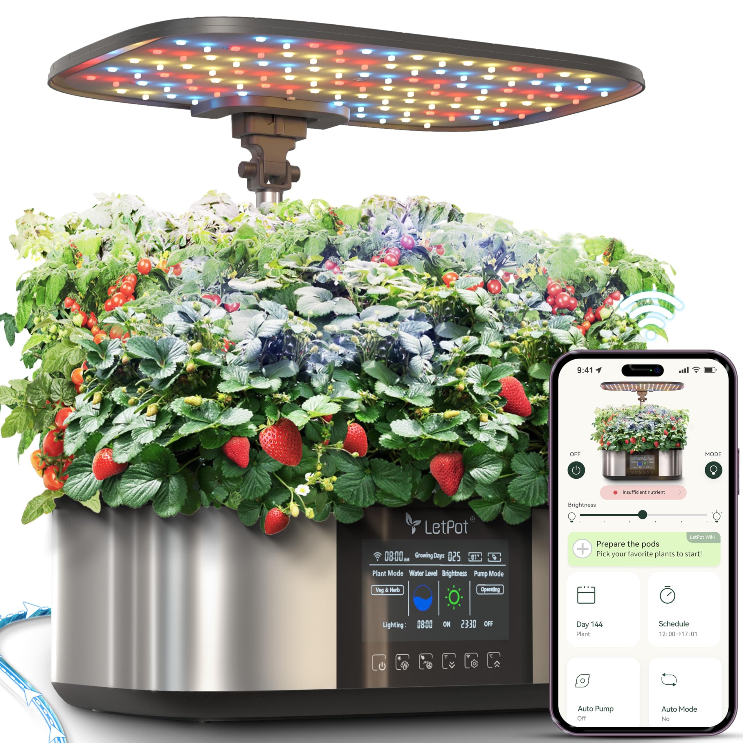 - LetPot LPH-Max Hydroponics Growing System Kit, 21 Pods APP & WiFi Automatic Controlled Smart Indoor Garden with 36W LED Grow Light, Auto Drip Irrigation Kits, Self-Managed Nurturing & Watering
