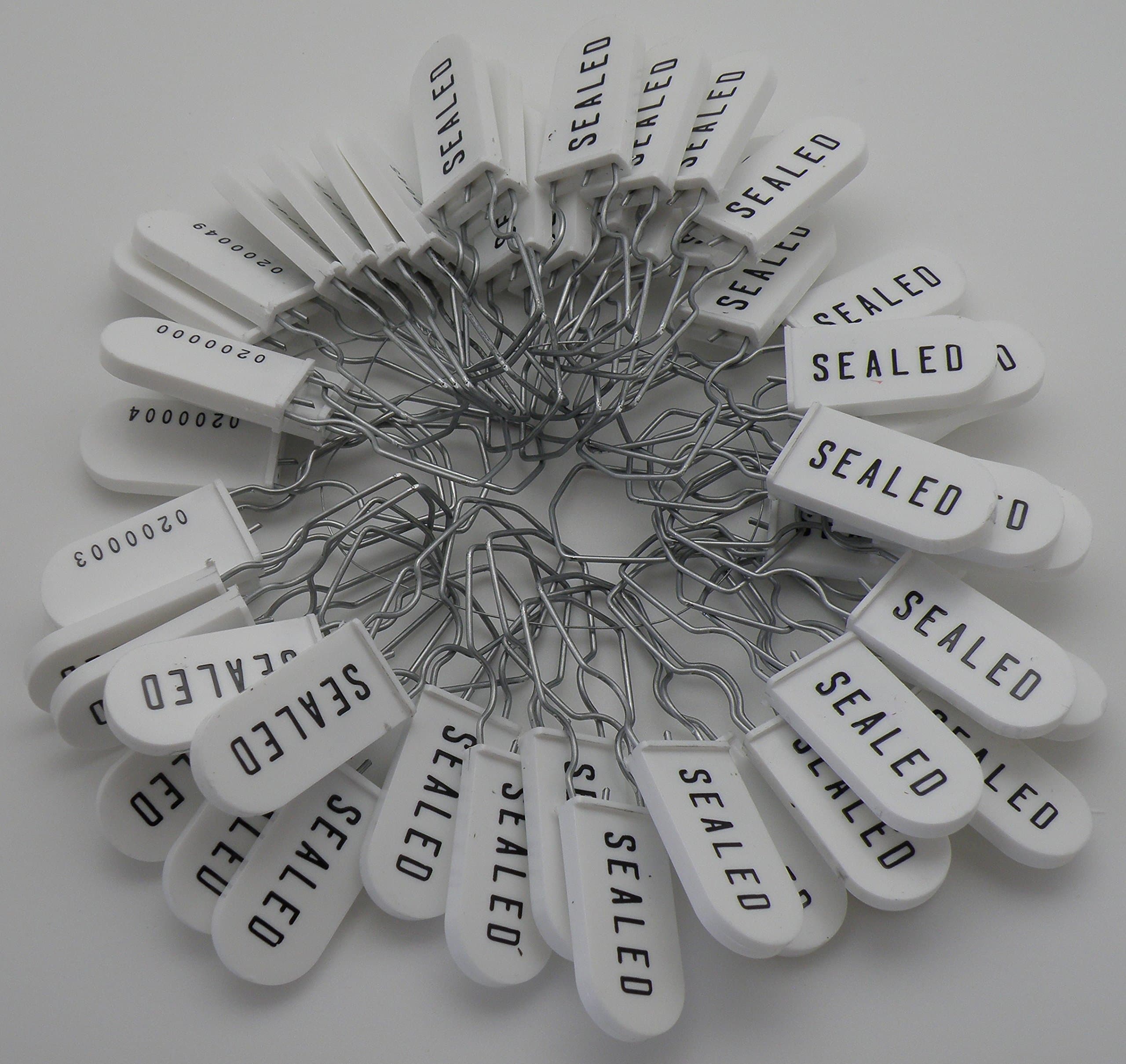 Plastic Padlock Security Seal with Large Shackle Metal Wire (White, 50 Pack)